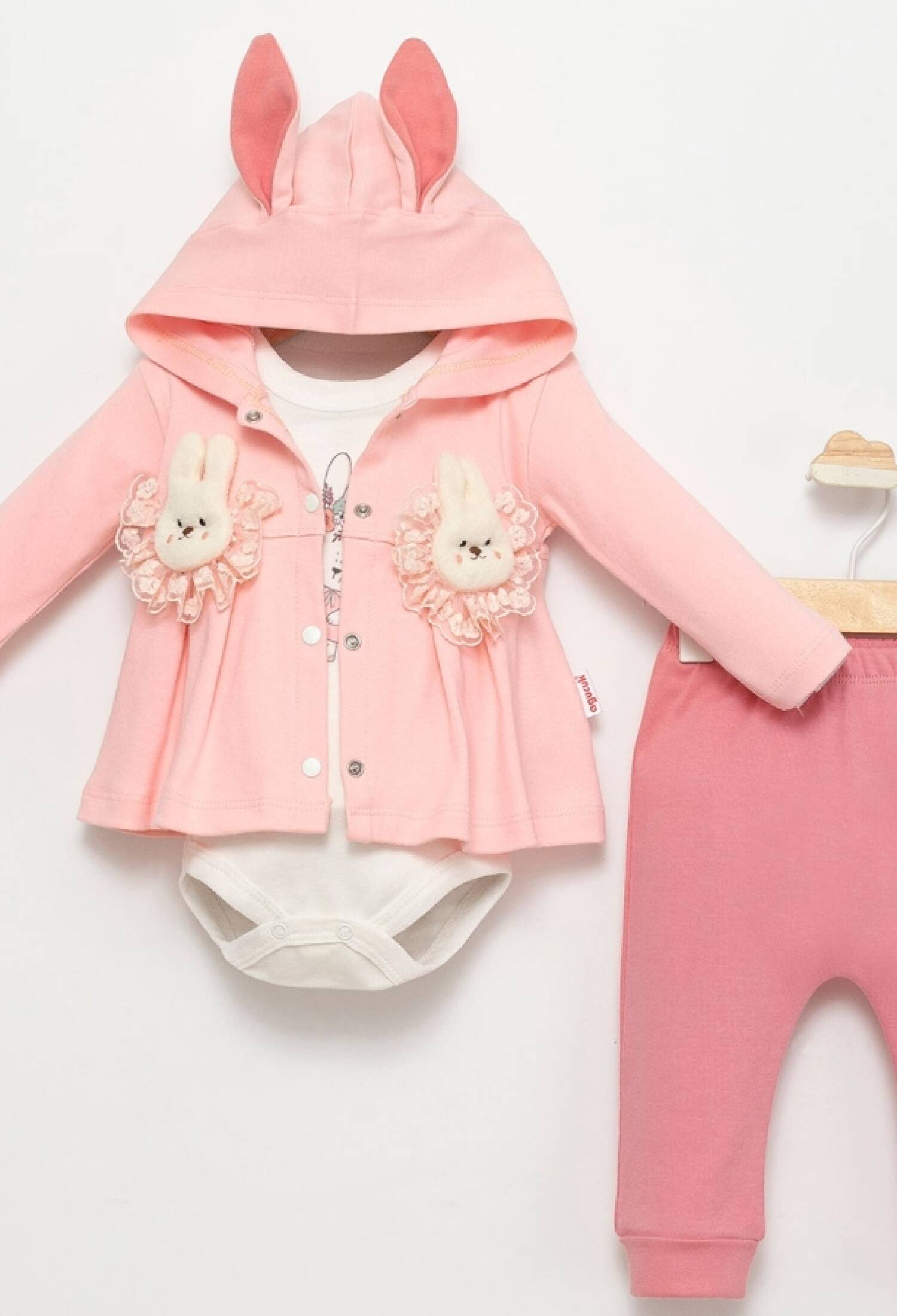 Tavşan Nakışlı 3lü Kız Bebe Takım - Brand: AGUCUK - Kids & Bby Clothes From Peralane Kids Turkey