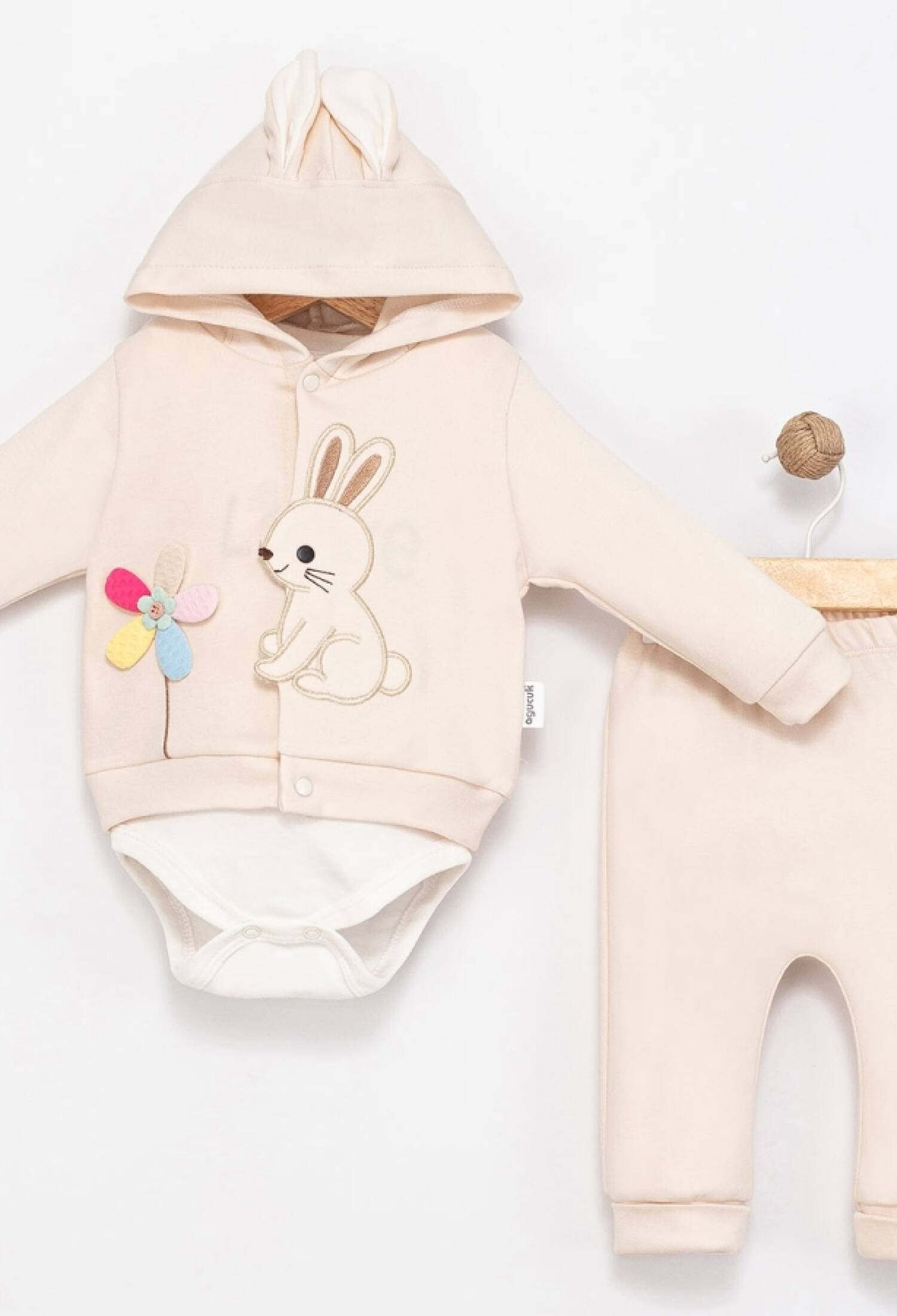 Tavşan Nakışlı 3lü Kız Bebe Takım - Brand: AGUCUK - Kids & Bby Clothes From Peralane Kids Turkey
