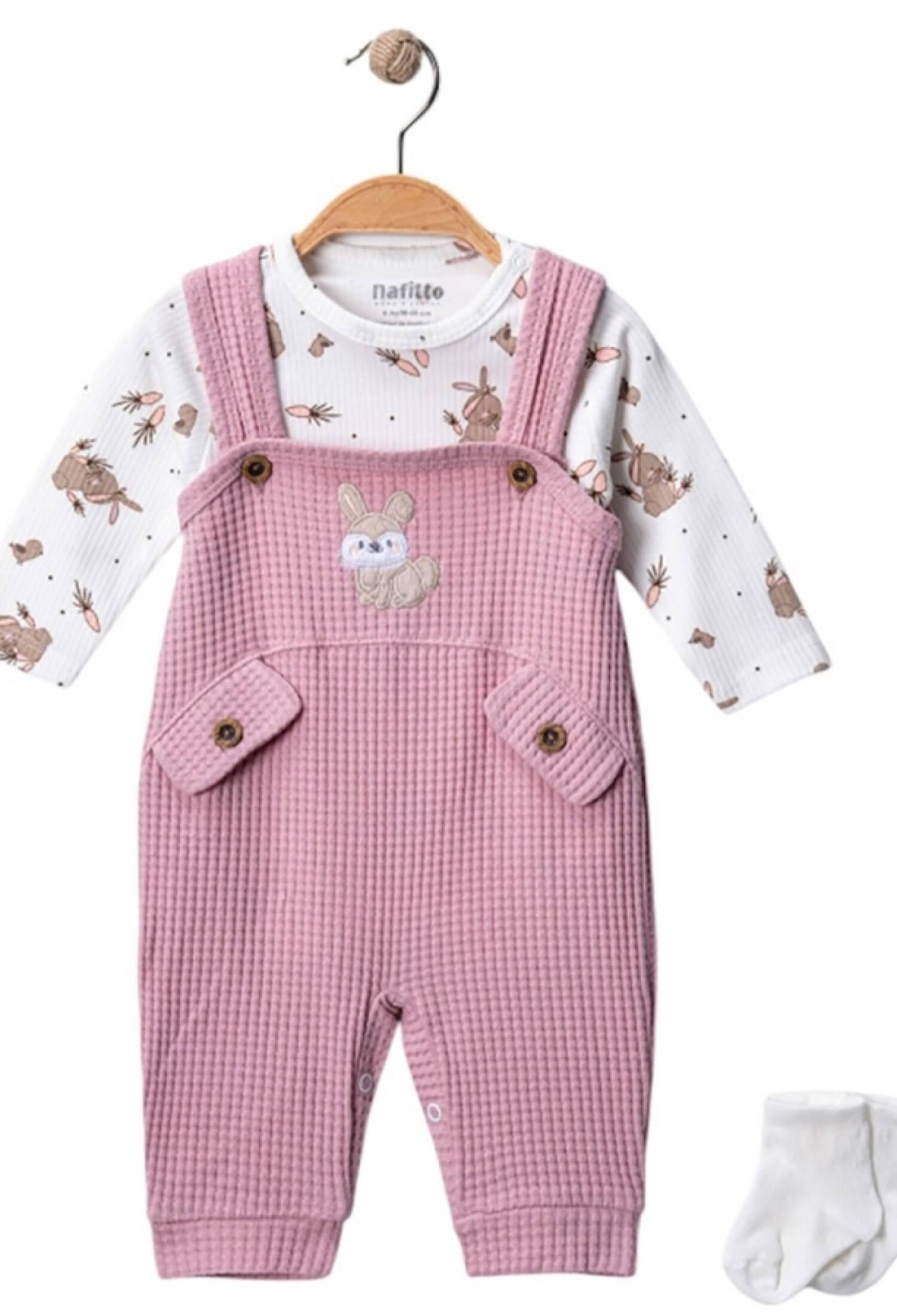 Baby Girl Romper with Rabbit Embroidery