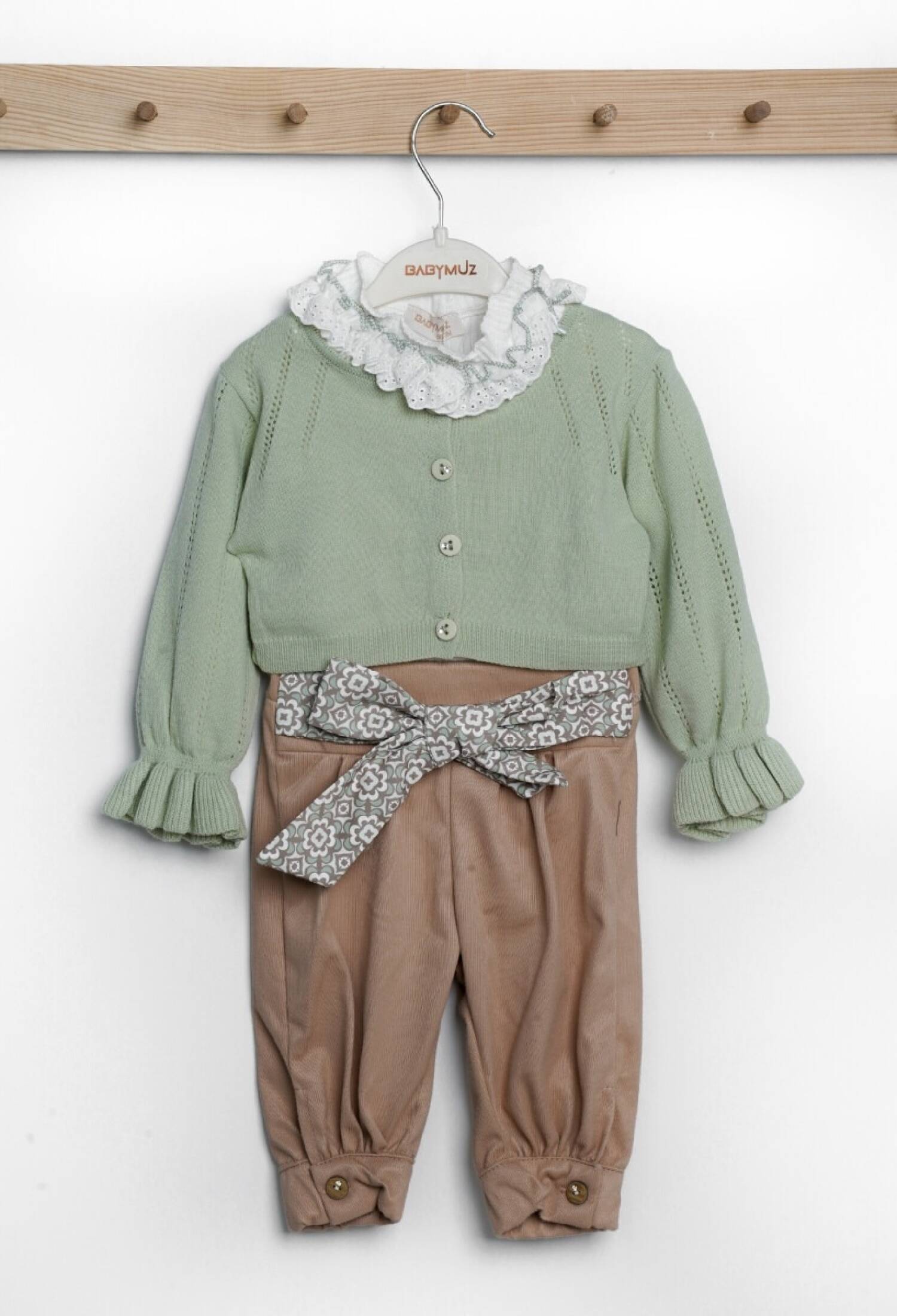 Baby 3-Piece Set: Blouse, Cardigan, and Pants, 6-18 Months, Babymuz 2009-5121