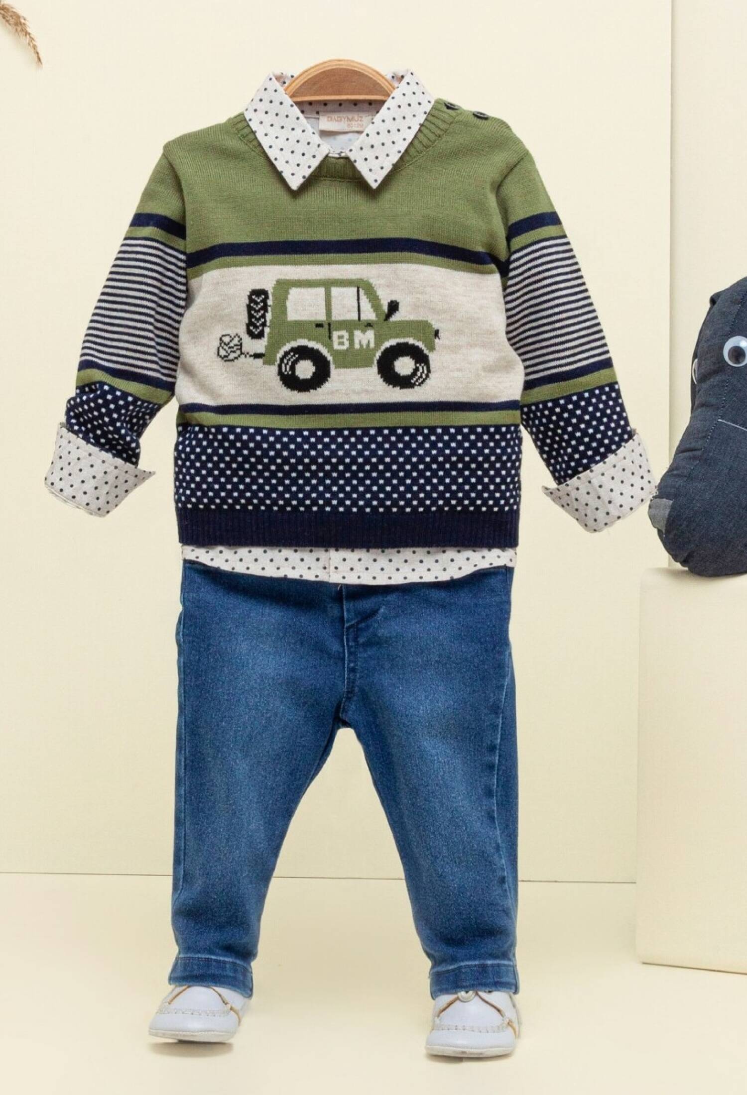 Baby 3-Piece Sweater, Shirt and Jeans Set 9-24M Babymuz 2009-5154