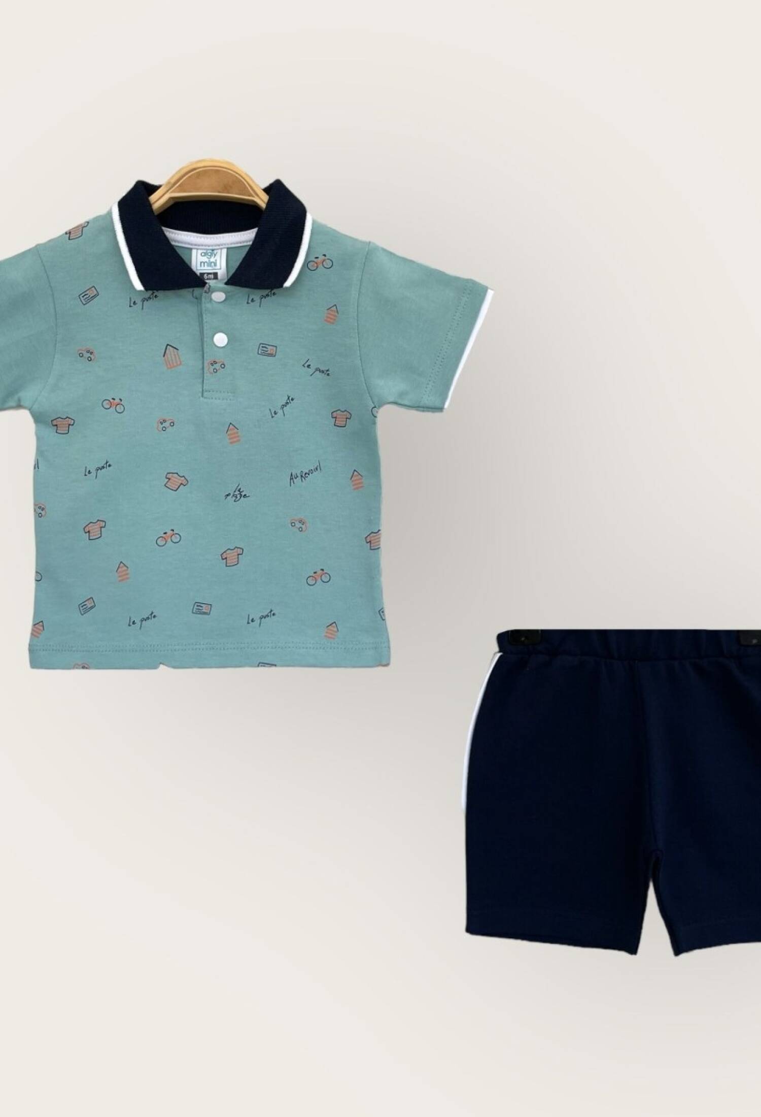 Baby Boy 2-Piece Polo Shirt and Shorts Set 6-18M Algiy Mini 2047-3550TK