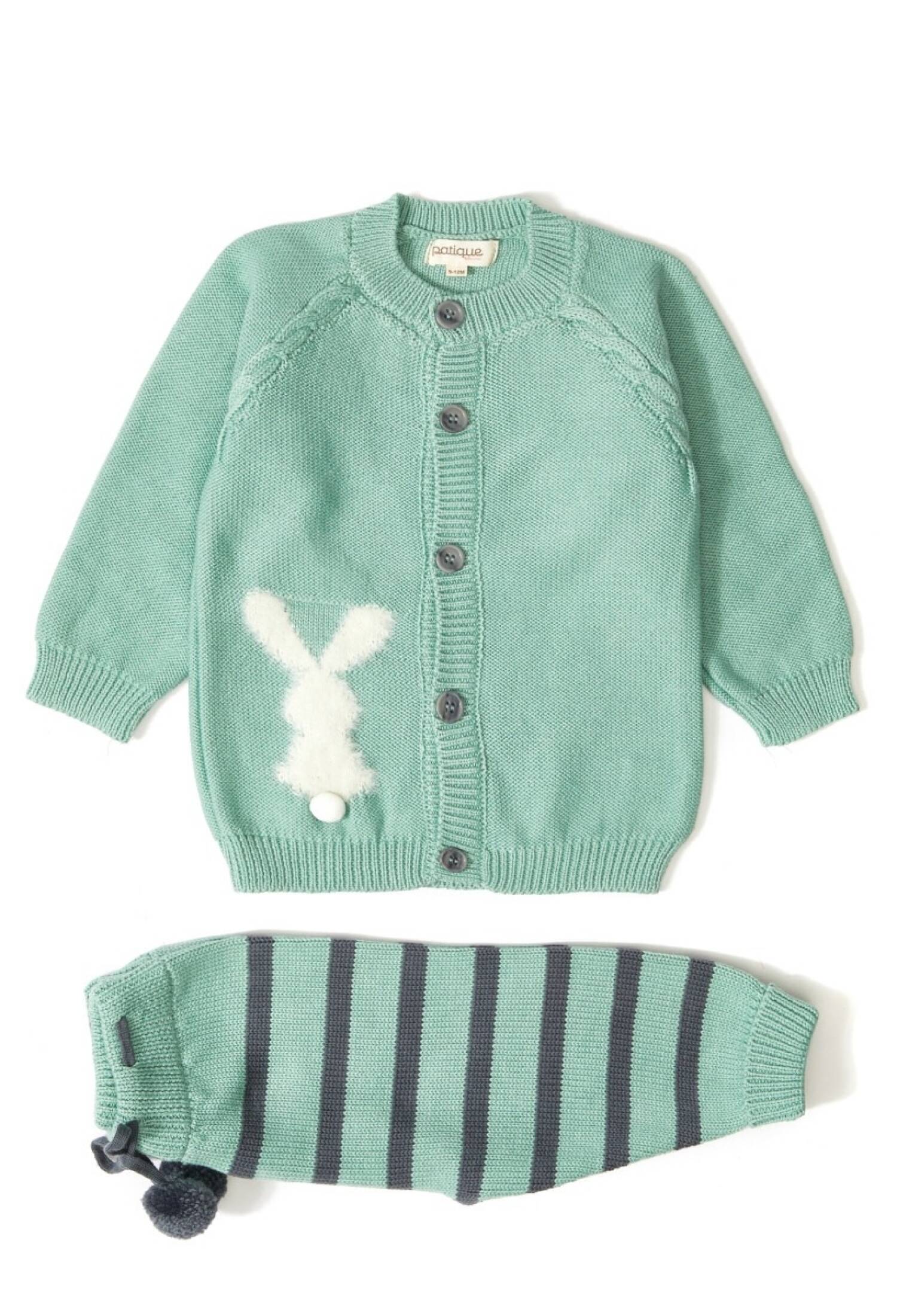 Baby Girl Organic Cotton Bunny Cardigan and Pants Set