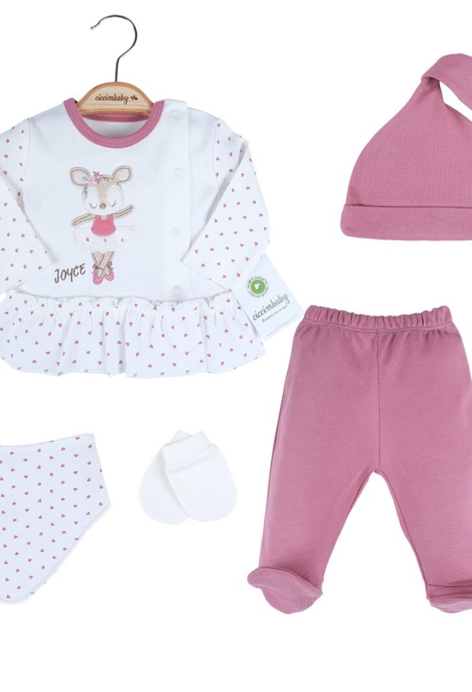 Baby Girl 5-Piece Newborn Set 0-3M Ciccimbaby 1043-4843
