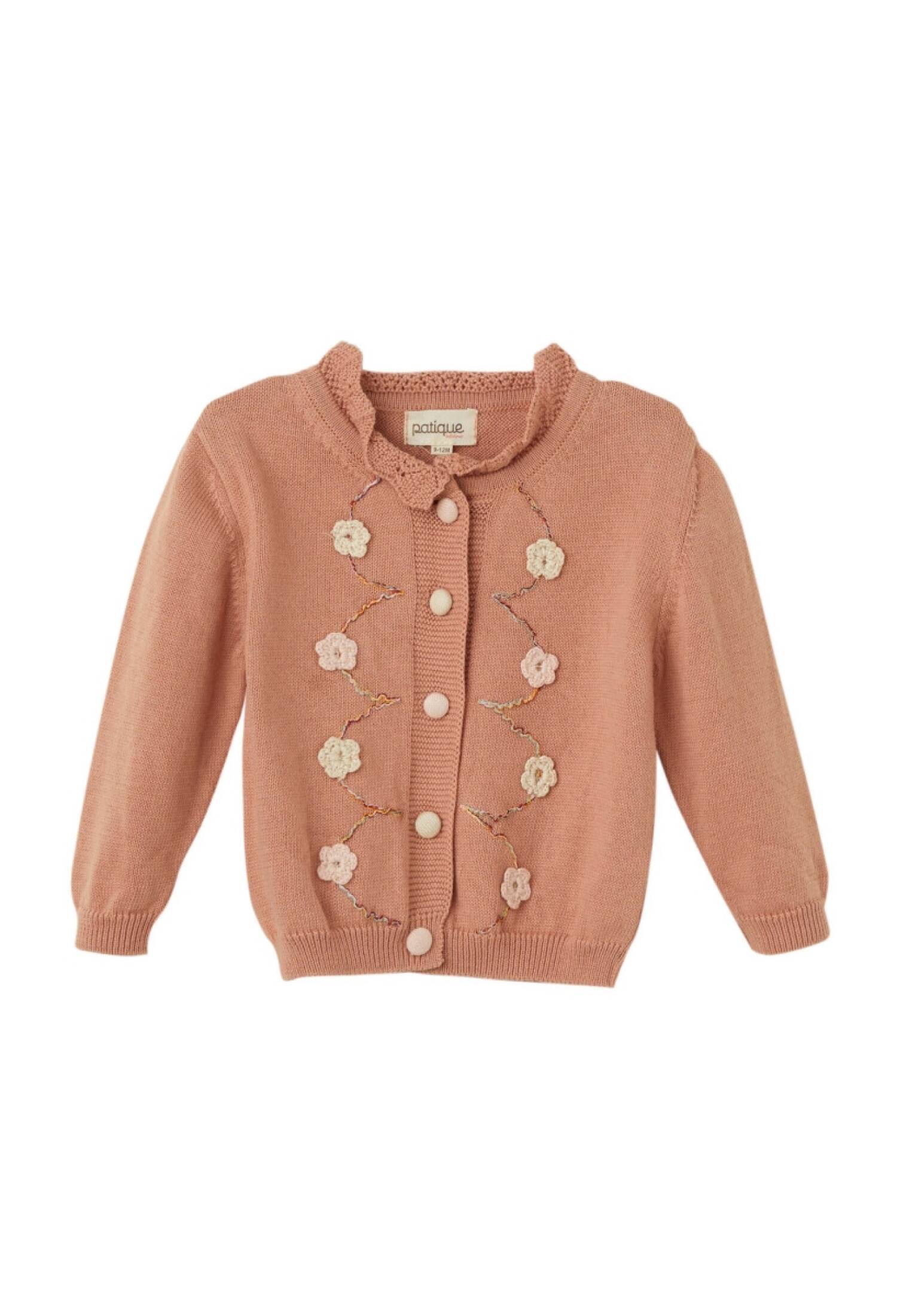 Baby Girl Organic Cotton Cardigan with Floral Detail, Uluda? Triko 1061-21154