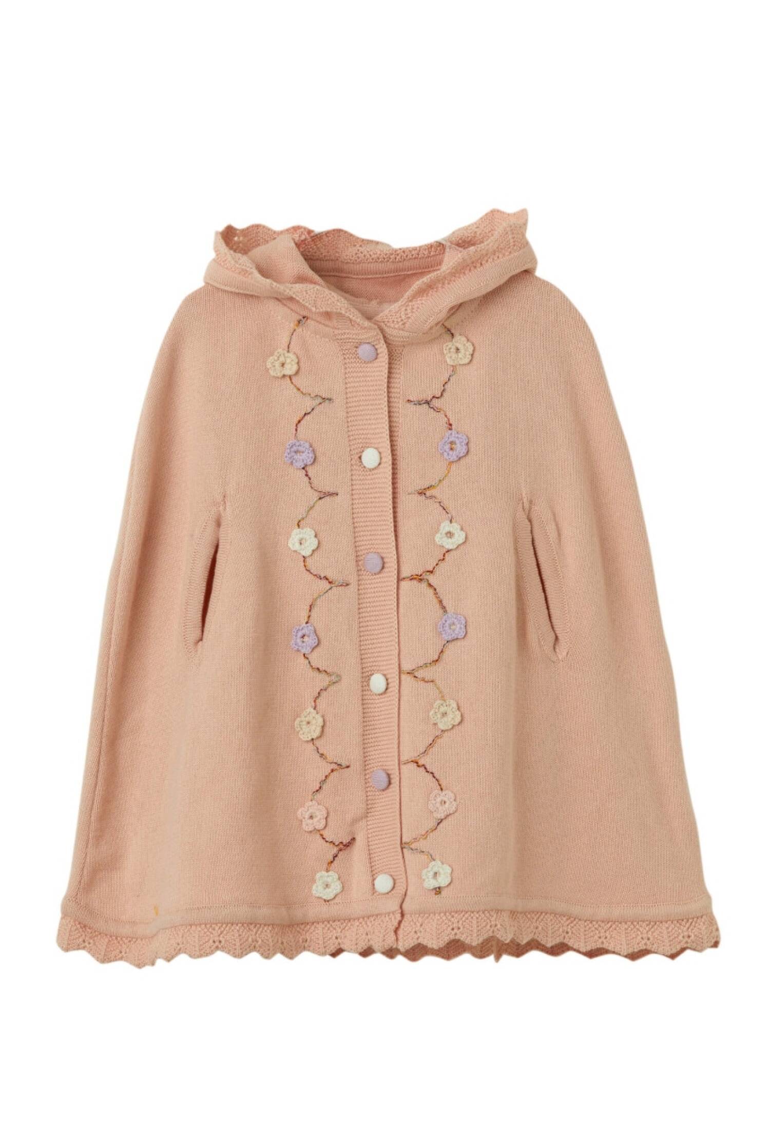 Wholesale Baby Girls' Organic Cotton Flower Detail Poncho 6-36M