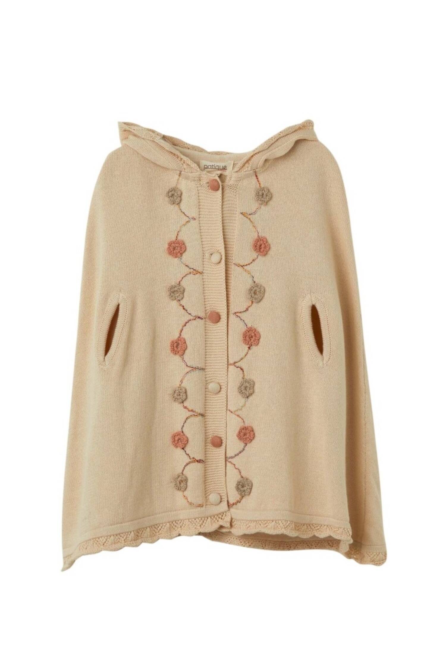 Baby Girl Organic Cotton Poncho with Floral Detail 6-36M Uluda? Triko 1061-21167