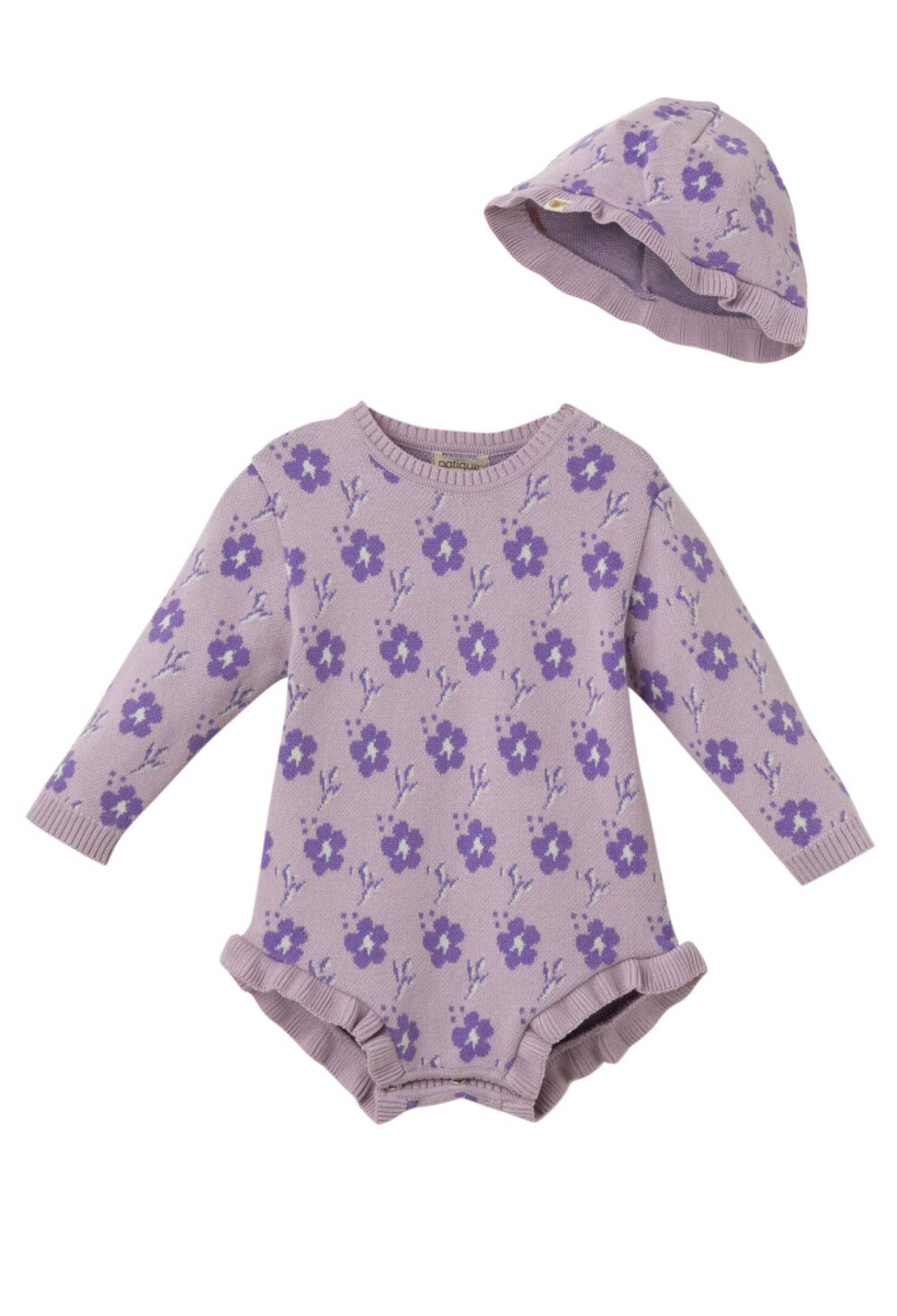 Baby Girl Organic Cotton Romper and Hat Set 3-18M Uluda? Triko 1061-21135