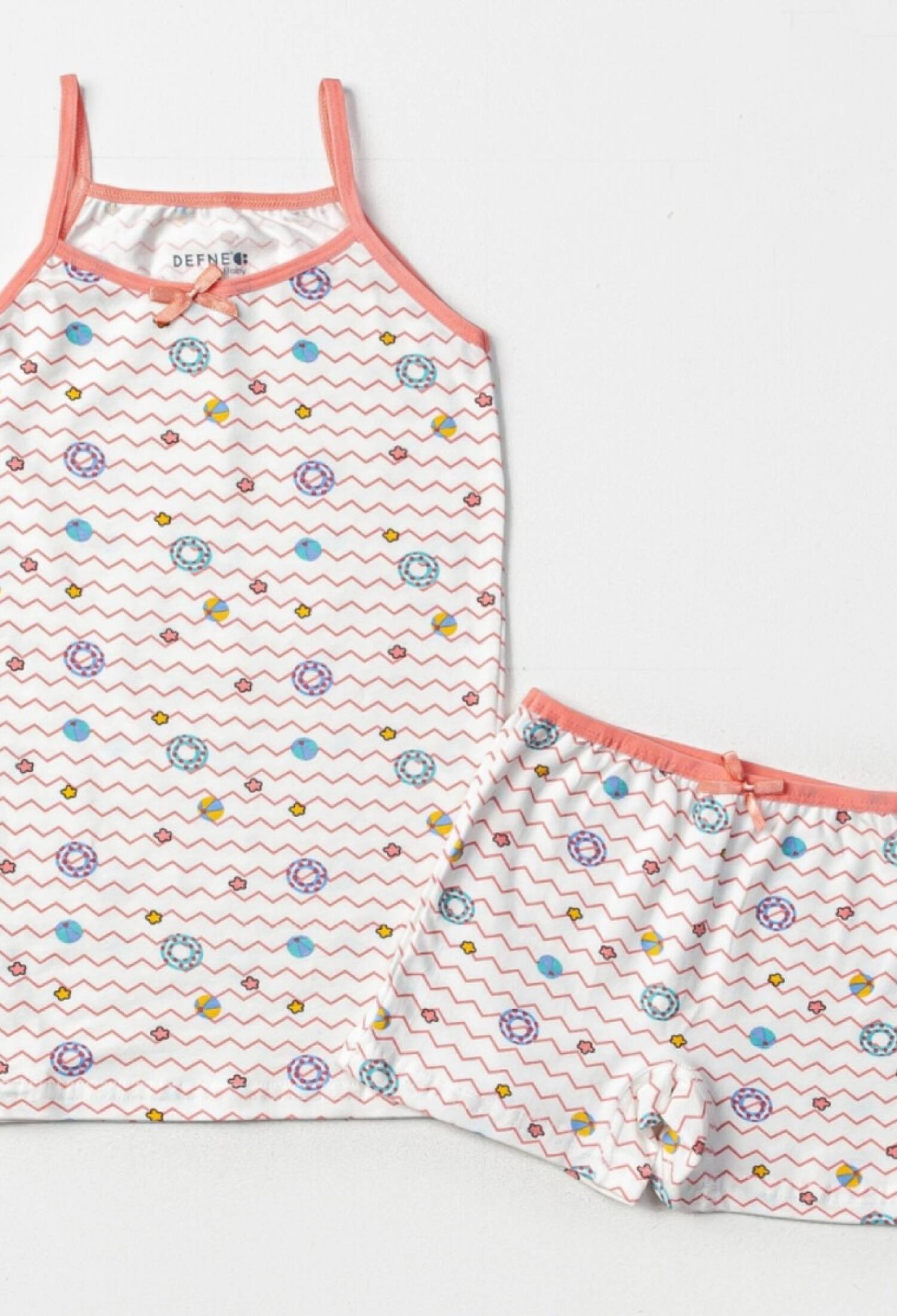 Girls' Two-Piece Undershirt and Boxer Set 2-10 Years Defne 1064-DFN-TK029-23