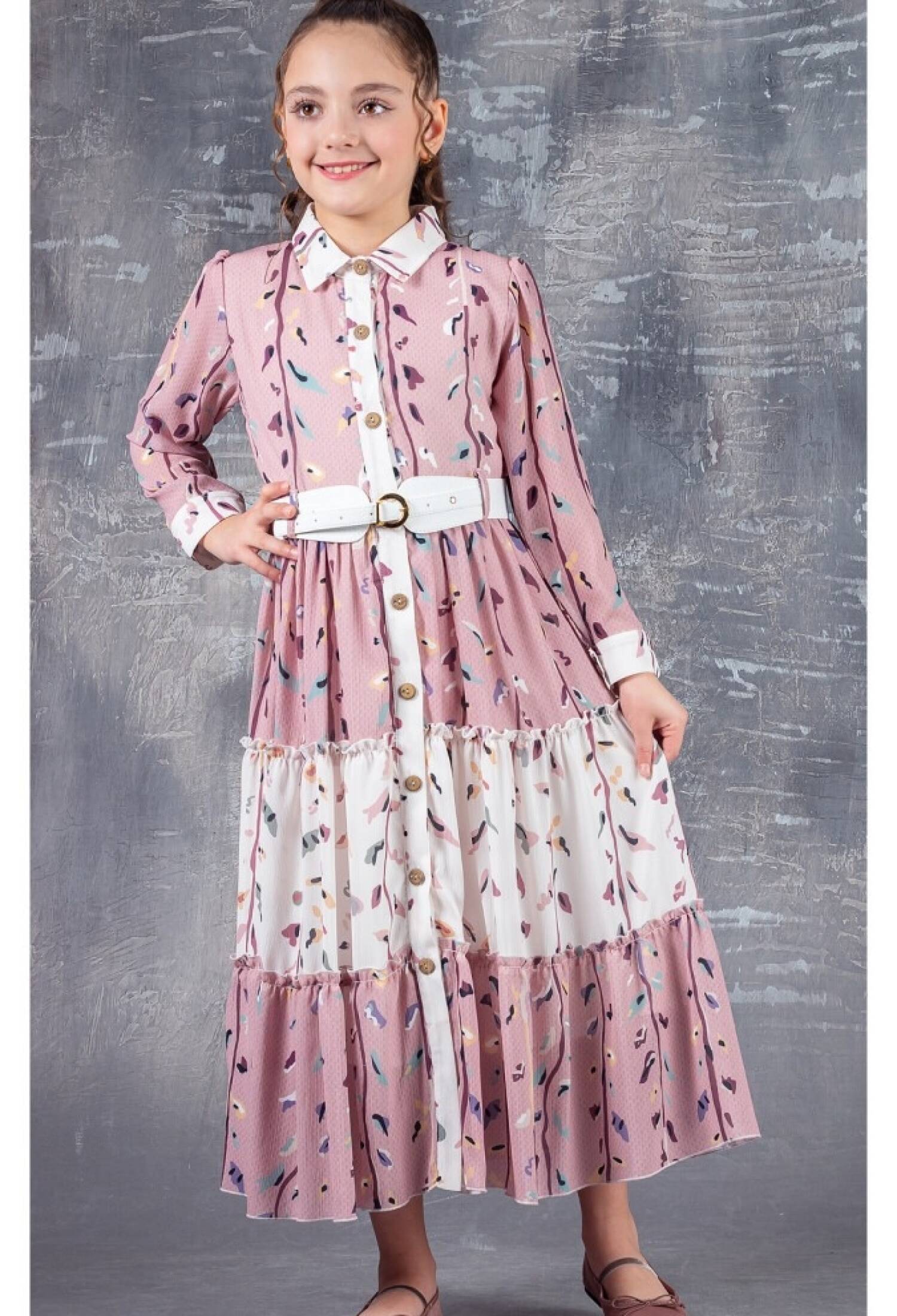 Girls' Two-Piece Dress and Belt Set, Ages 9-12, Tivido 1042-2412