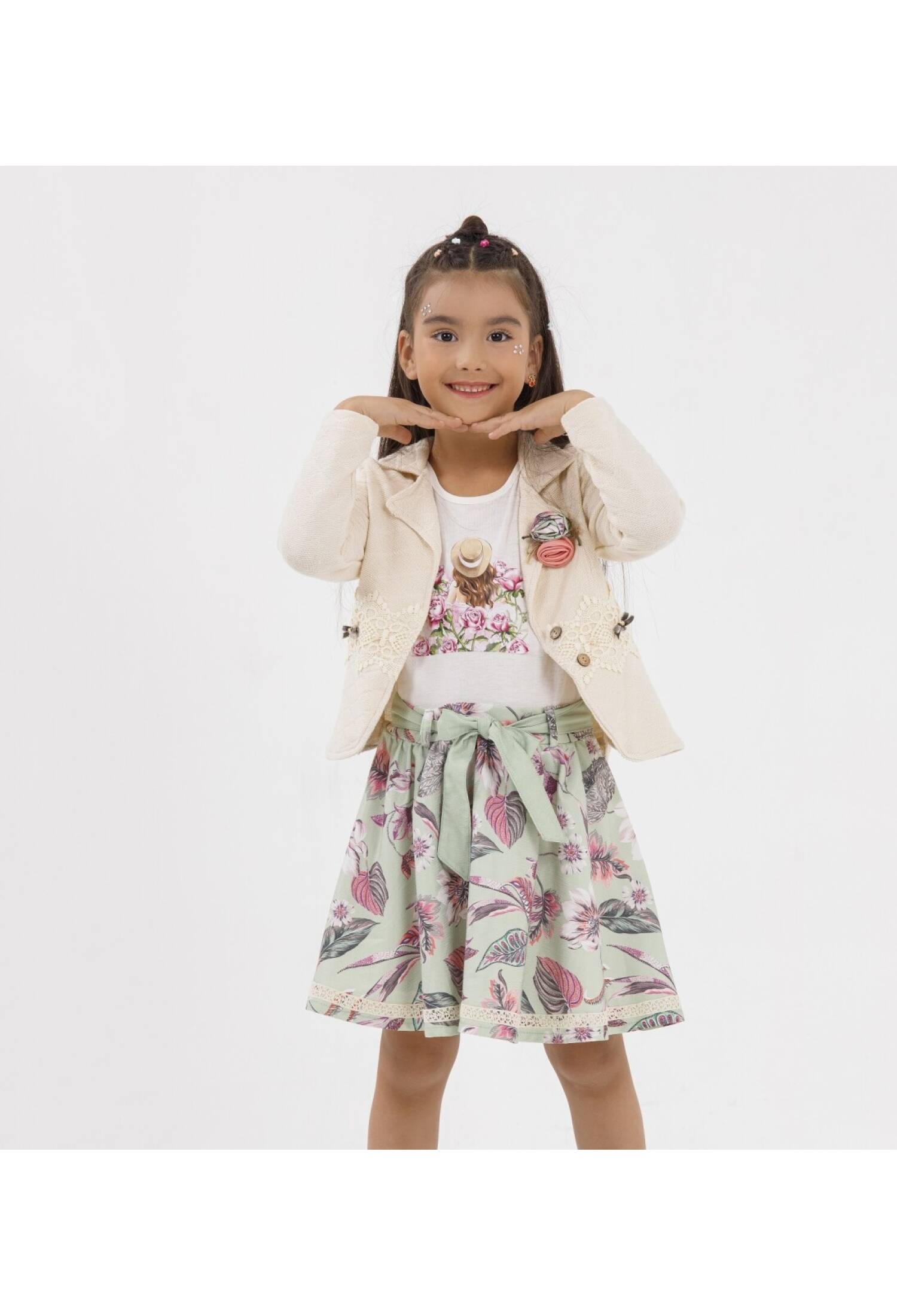 Girls' 3-Piece Jacket, Bodysuit and Skirt Set (2-6 Years) Miss Lore 1055-5520