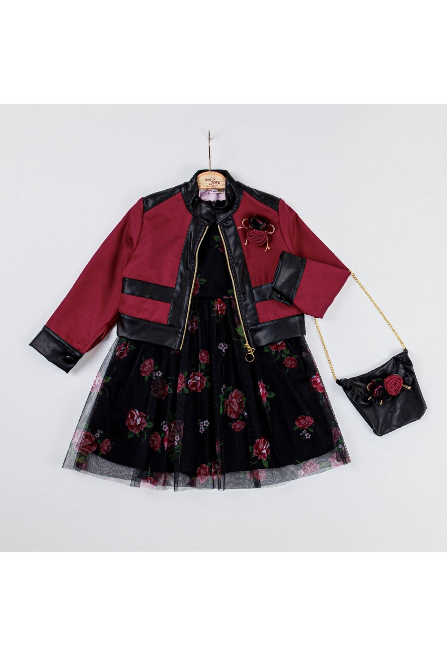 Girls' 3-Piece Set (Jacket, Dress, and Bag) 2-6 Years Miss Lore 5317 Miss Lore 1055-5317