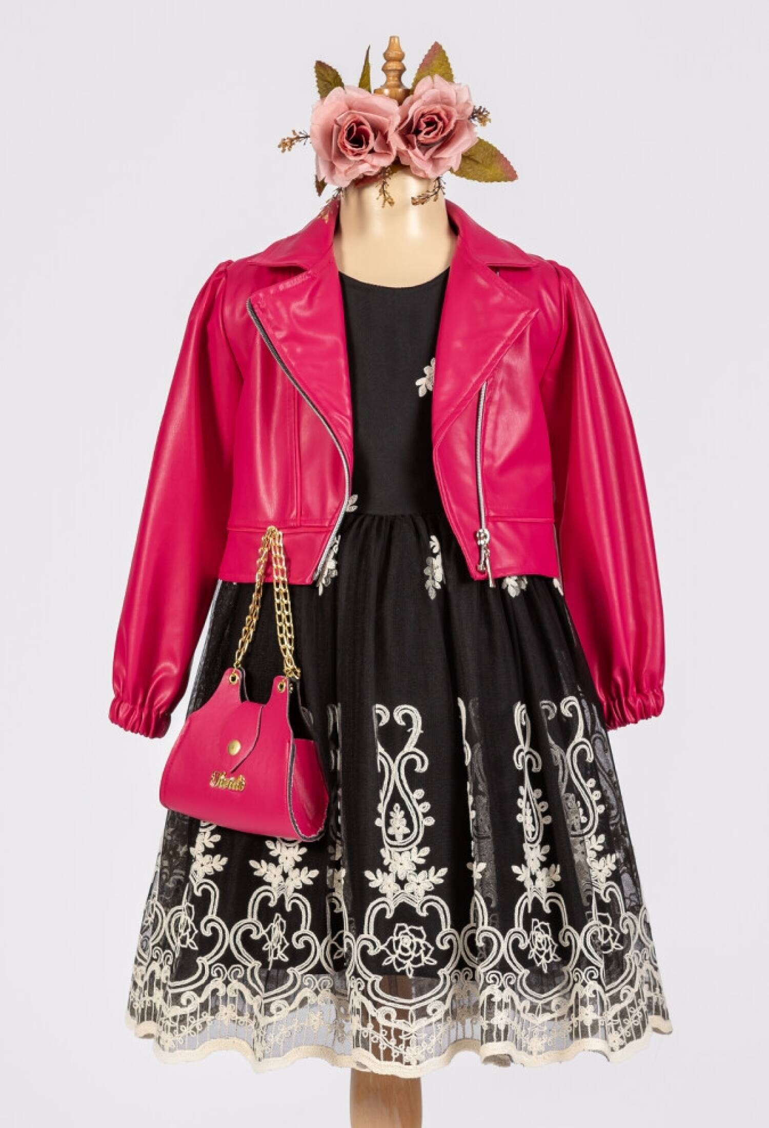 Girls' 3-Piece Dress, Jacket and Bag Set (6-12 Years) Tivido 1042-2542