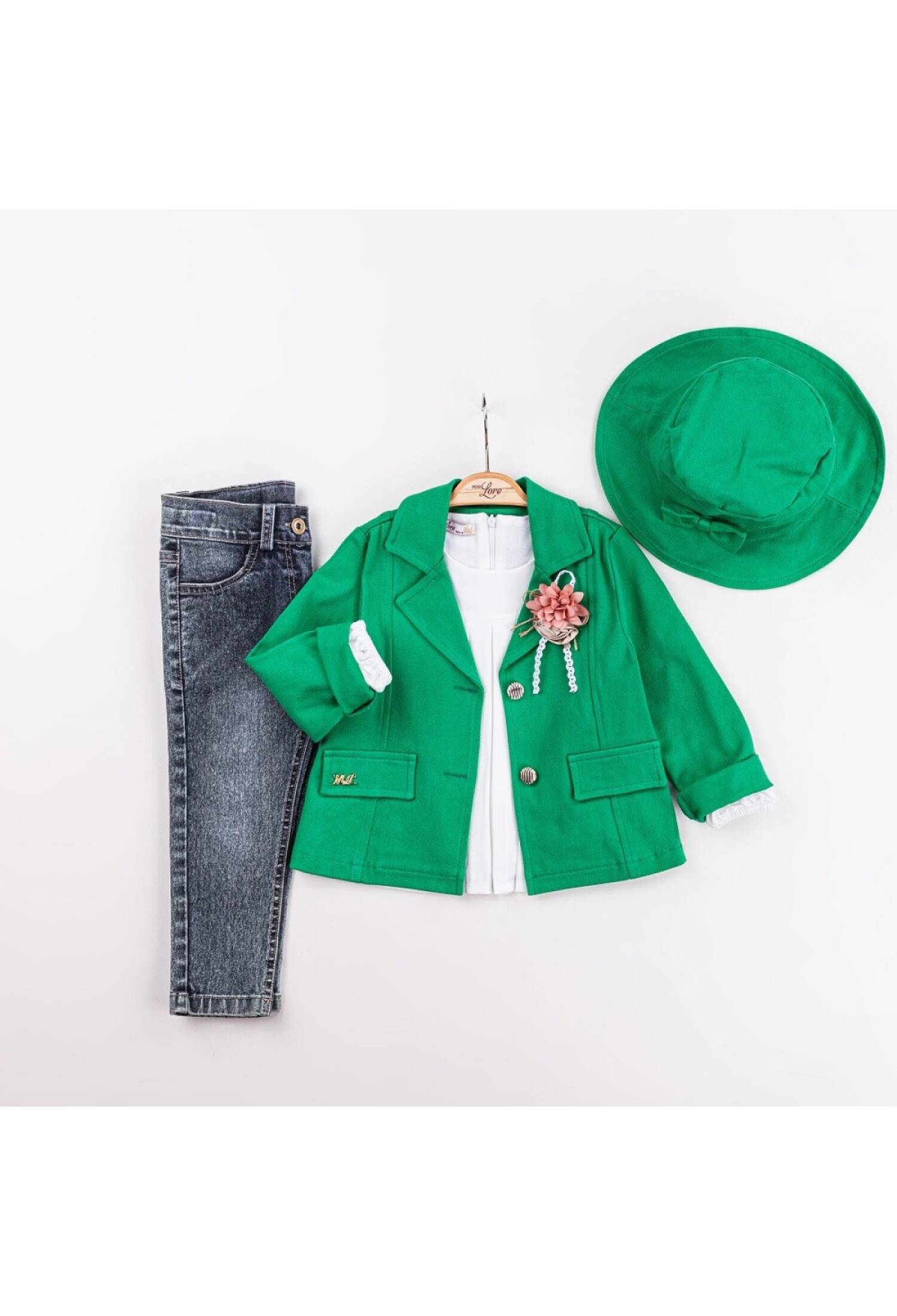 Girls' 4-Piece Set (Jacket, Bodysuit, Hat, and Pants) 2-6 Years Miss Lore 1055-5608