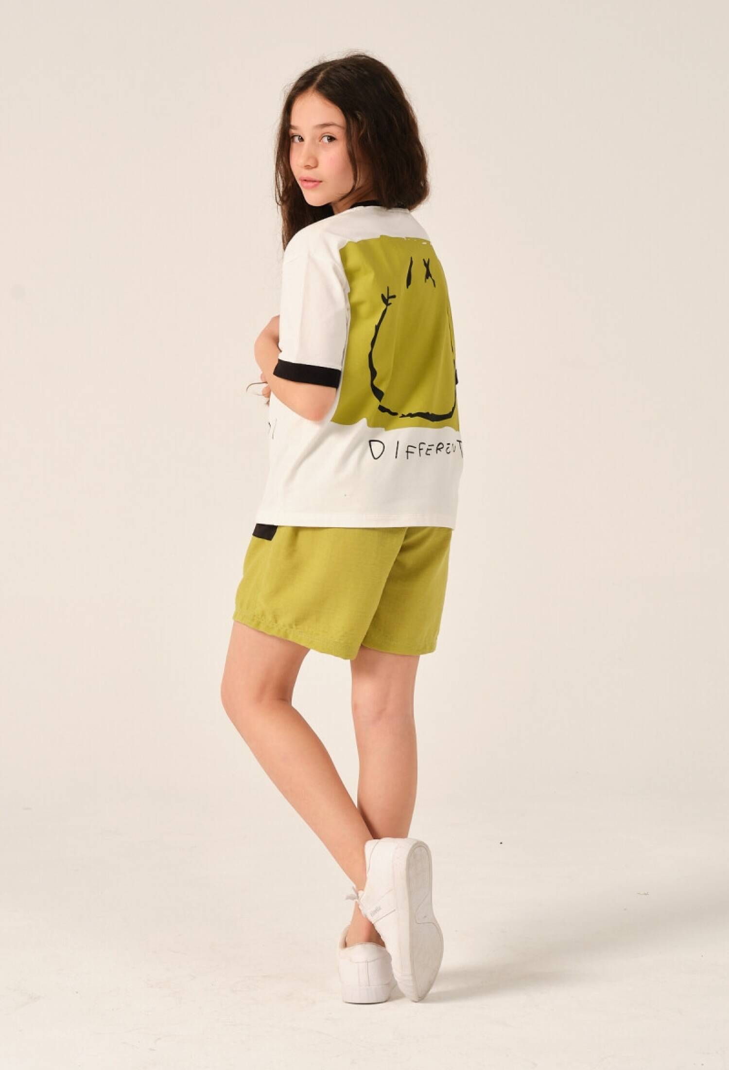 Girls' Printed Detail T-shirt 8-15Y Jazziee 2051-241Z4ALM51