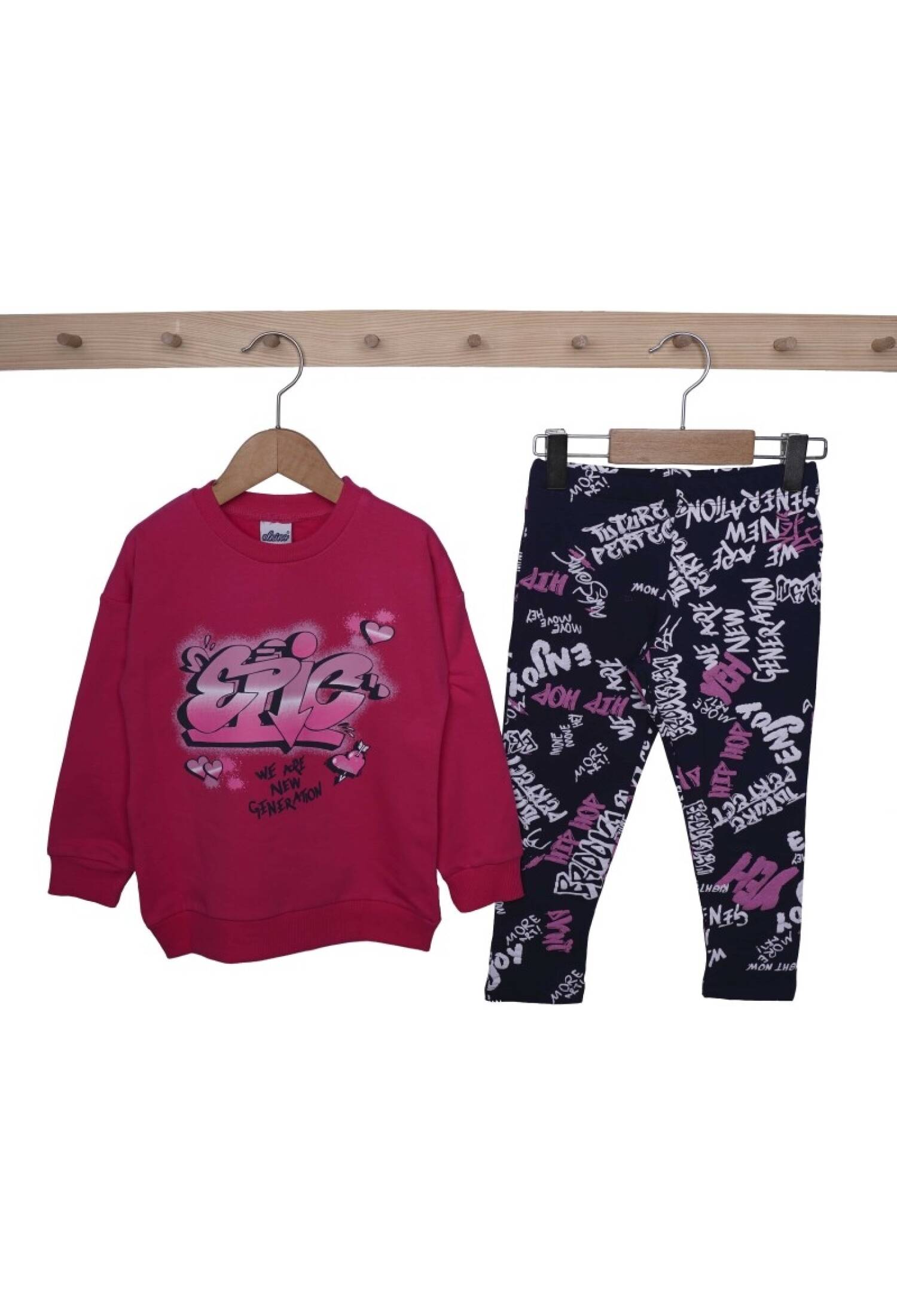 Girls' Printed 2-Piece Tracksuit Set 3-6 Years Elnino 1025-23606