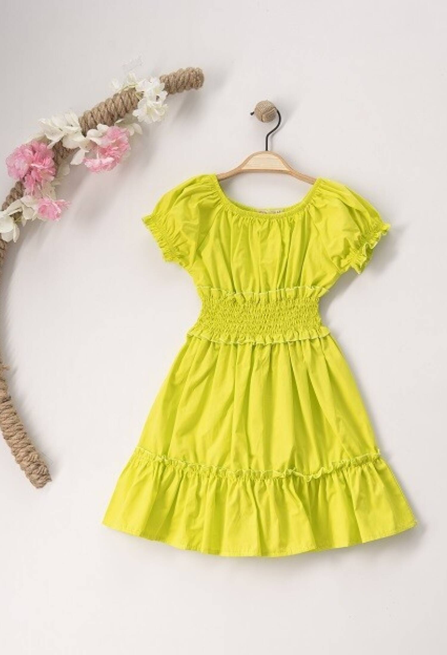Girls Smocked Waist Tiered Dress