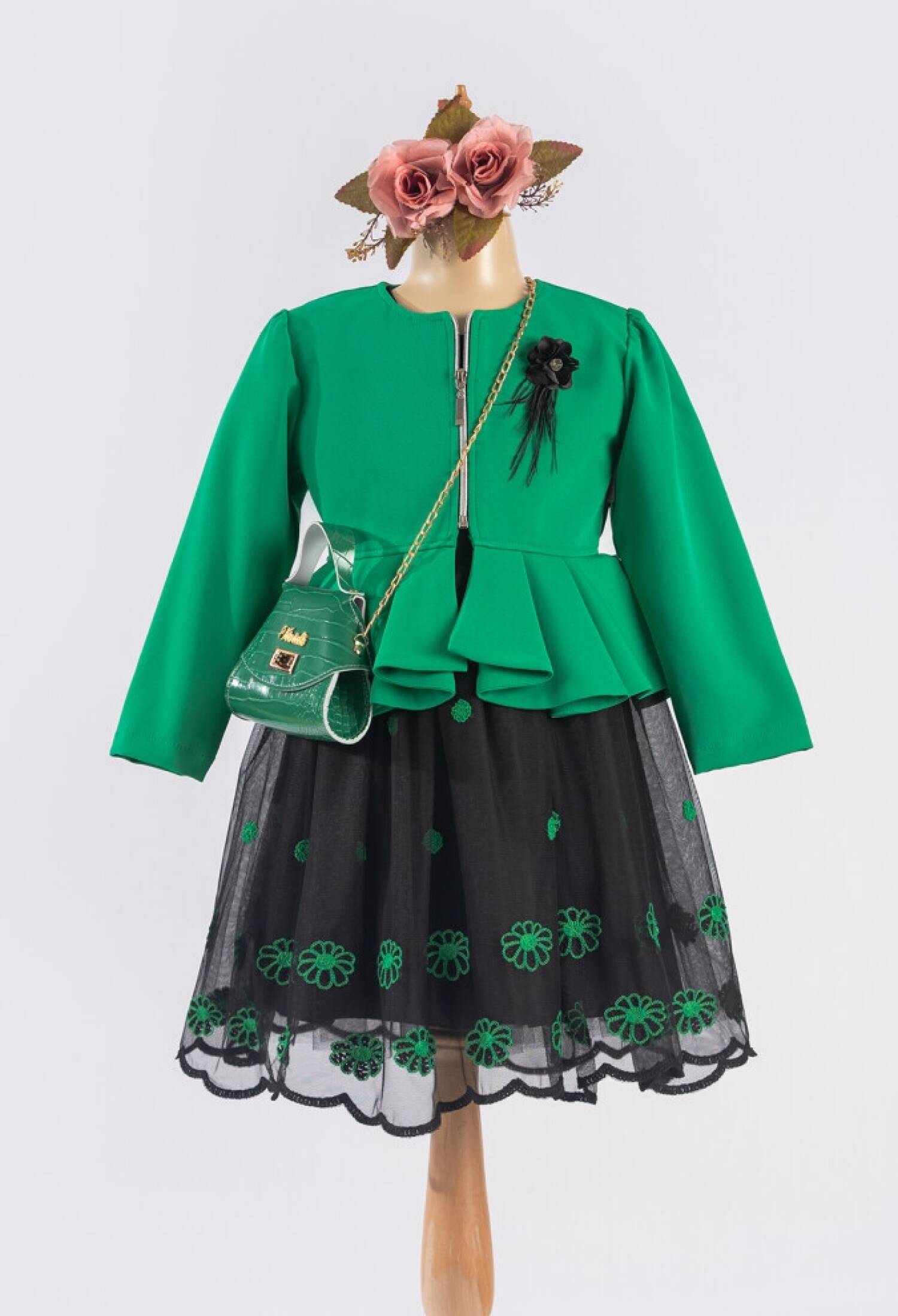 Girls' Dress with Jacket and Bag, Ages 6-12, Tivido 1042-2549