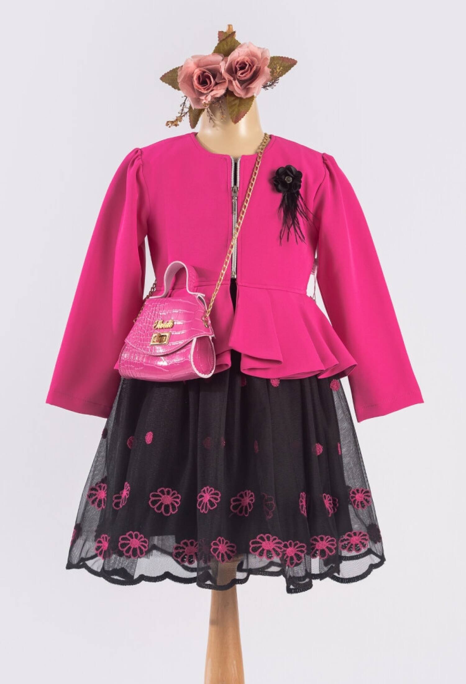 Girls' Dress with Jacket and Bag, Ages 6-12, Tivido 1042-2549