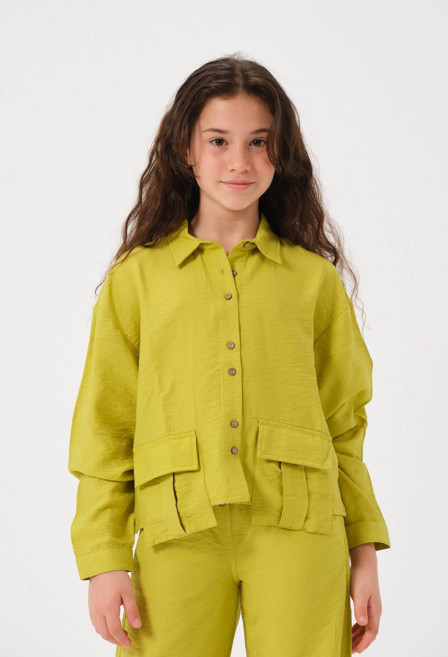 Girls' Long-Sleeved Shirt with Pockets 8-15 Years Jazziee 2051-241Z4ALK81