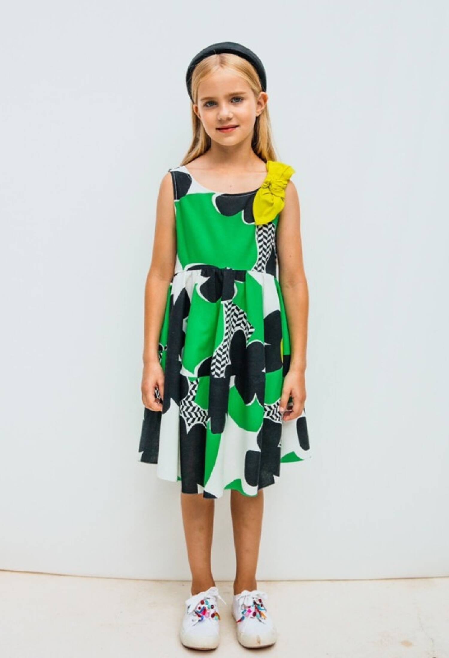 Girl's Patterned Dress 4-12Y Sheshe 1083-DSL0178