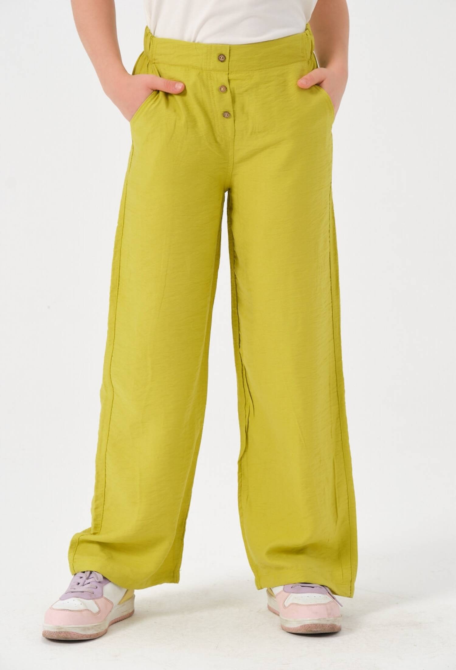Girls' Wide-Leg Trousers with Button Detail, Ages 8-15, Jazziee 2051-241Z4ALE01