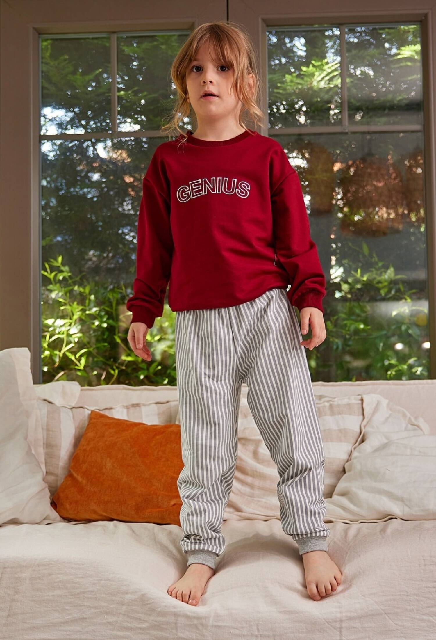 Girls' Pajama Set with Embroidered Text, Ages 3-12, Zeyland 1070-ZK24-110232