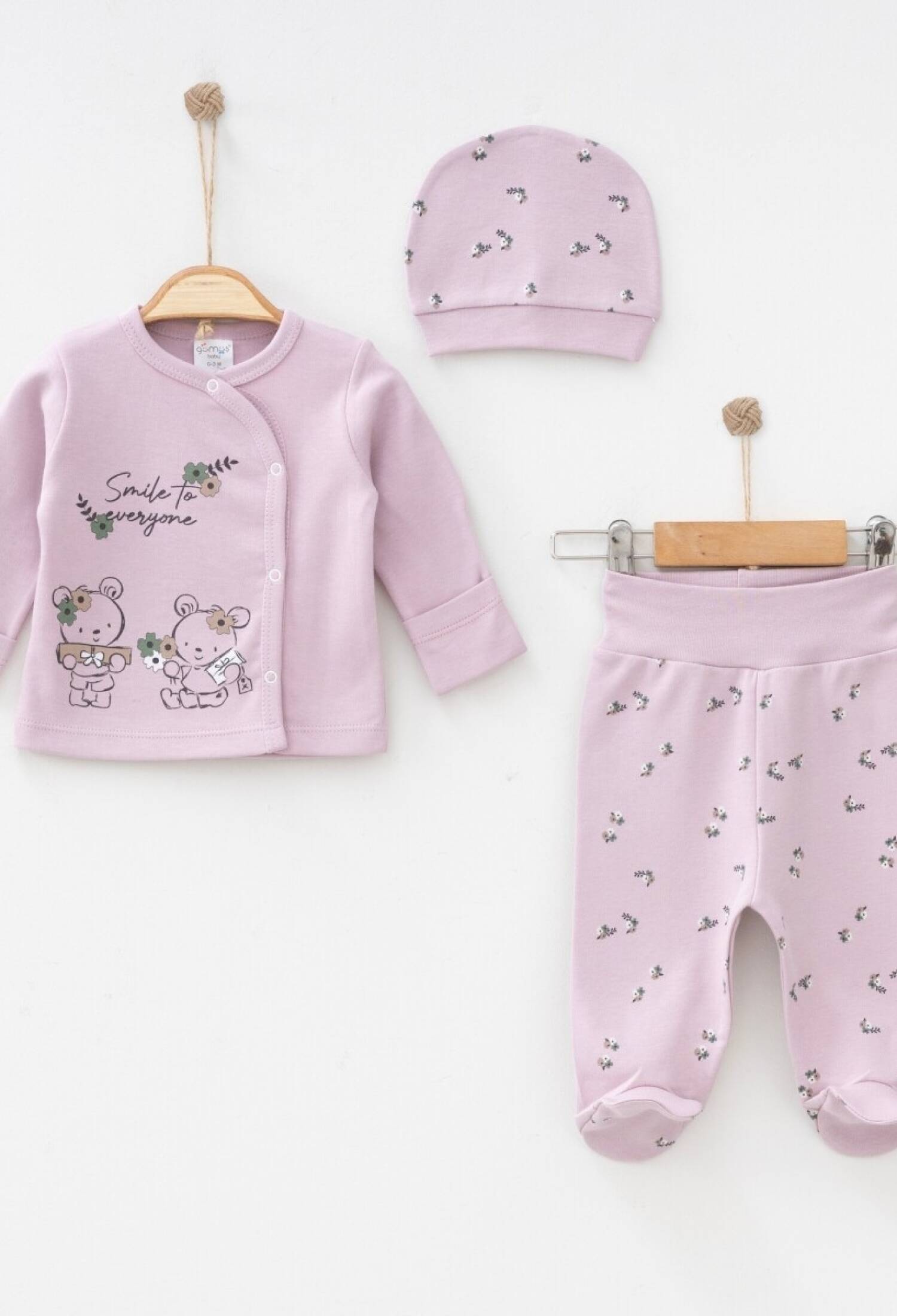 Unisex Baby 3-Piece Newborn Set 0-3M Silver Baby 2043-0014