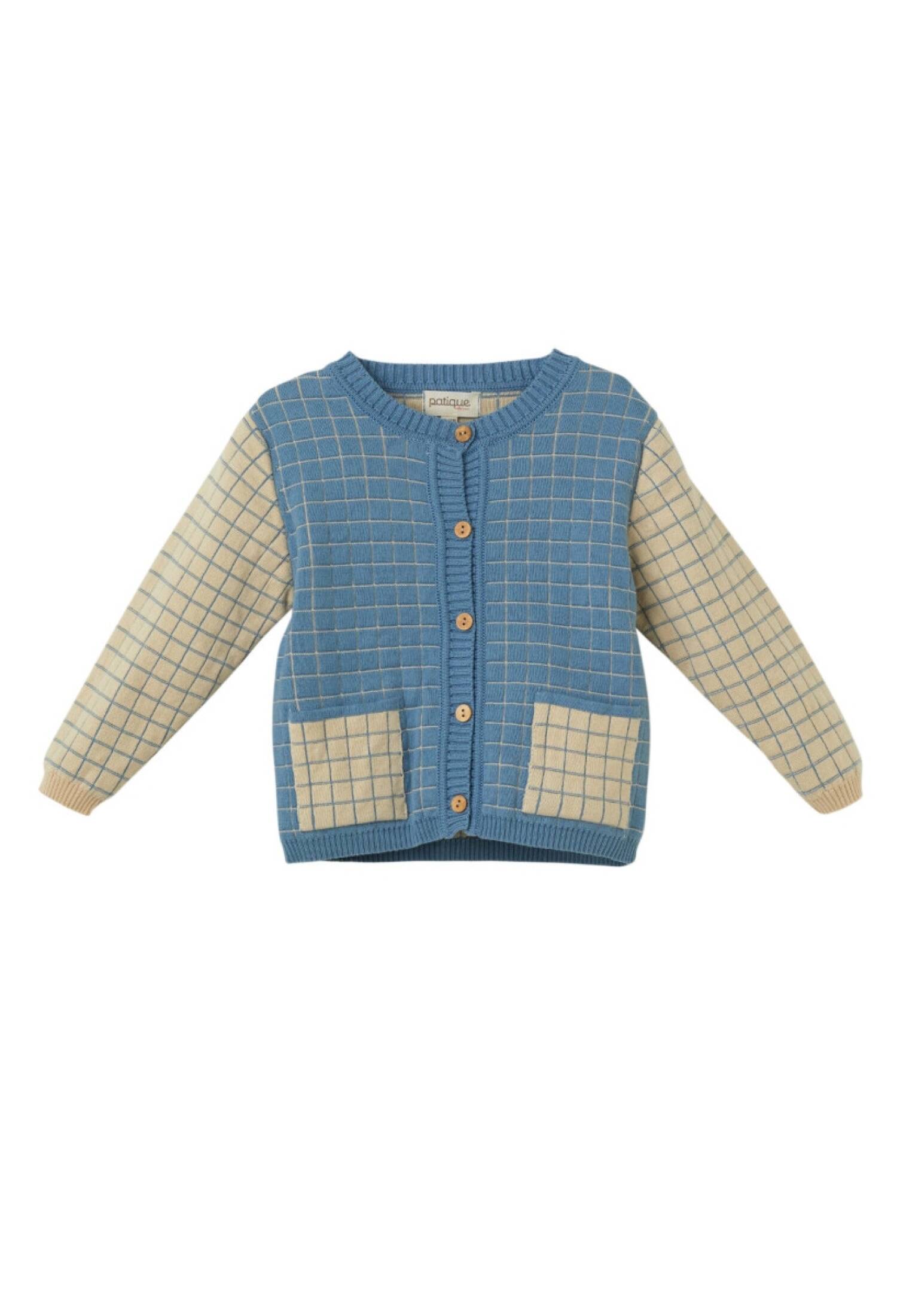 Unisex Organic Cotton Checkered Cardigan 6-36M