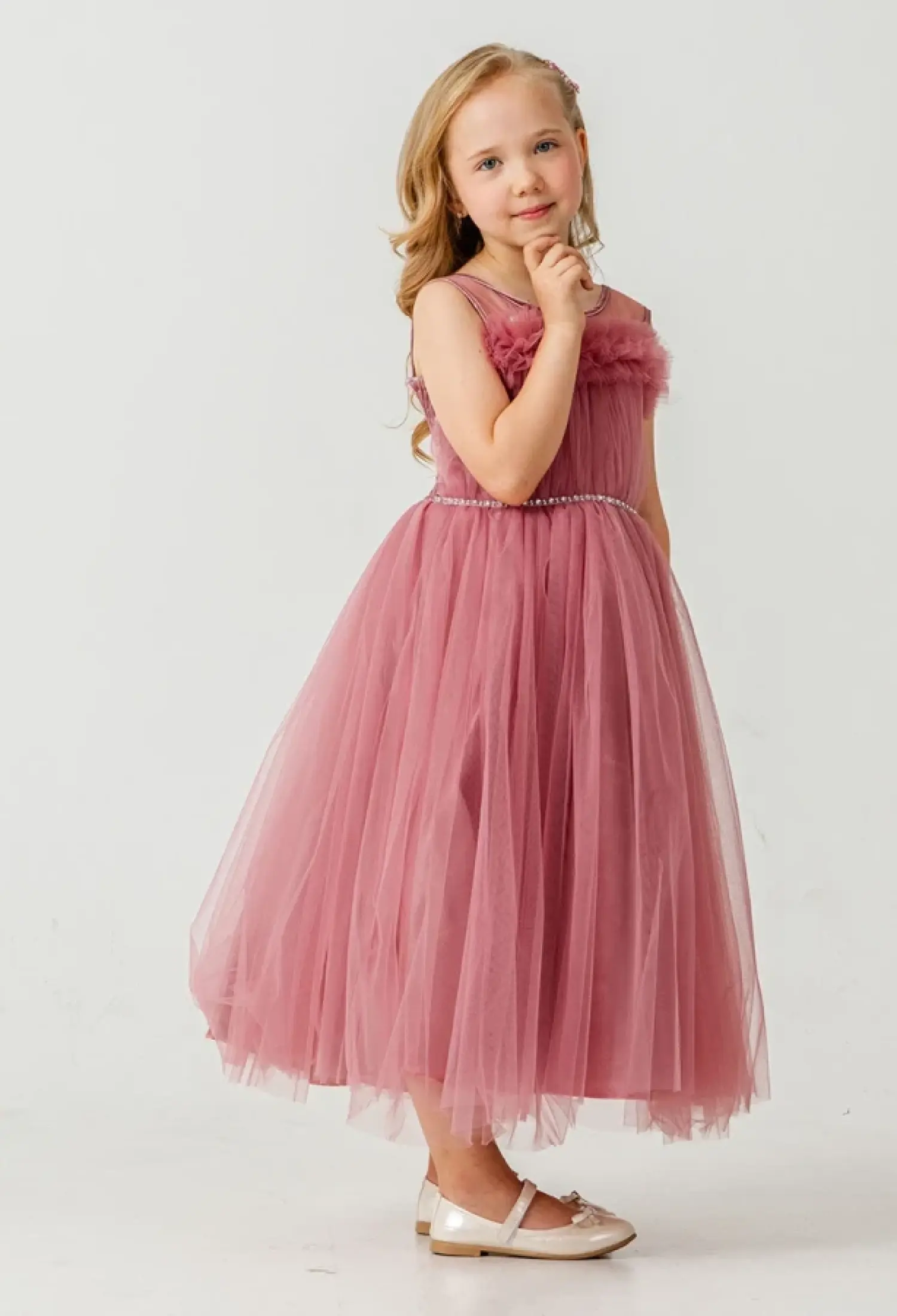 Tüllü Taş Nakışlı Kız Abiye Elbise - Brand: MERTOĞLU KİDS - Kids & Bby Clothes From Peralane Kids Turkey