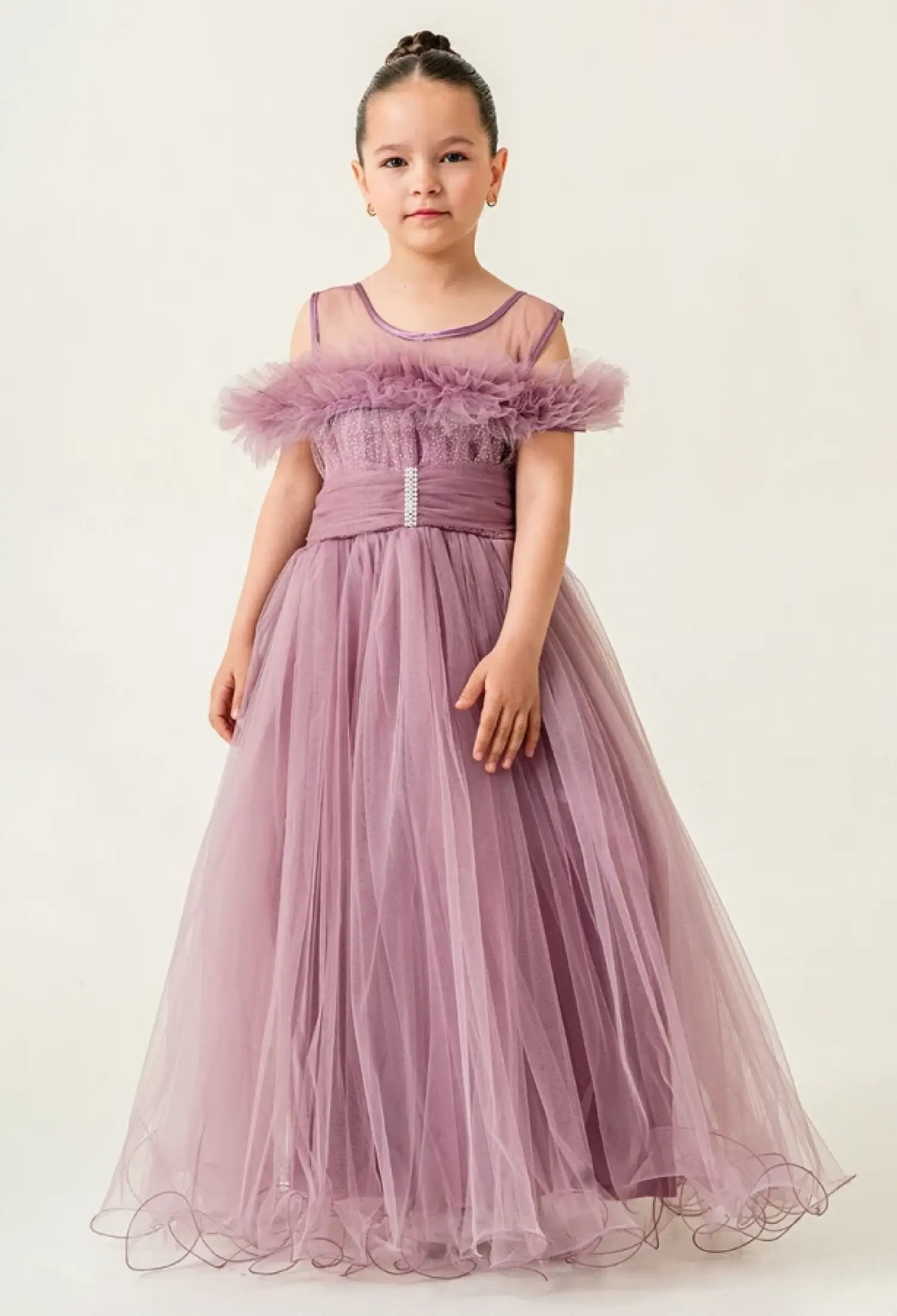 Tulle and Stone Embellished Girl's Formal Dress