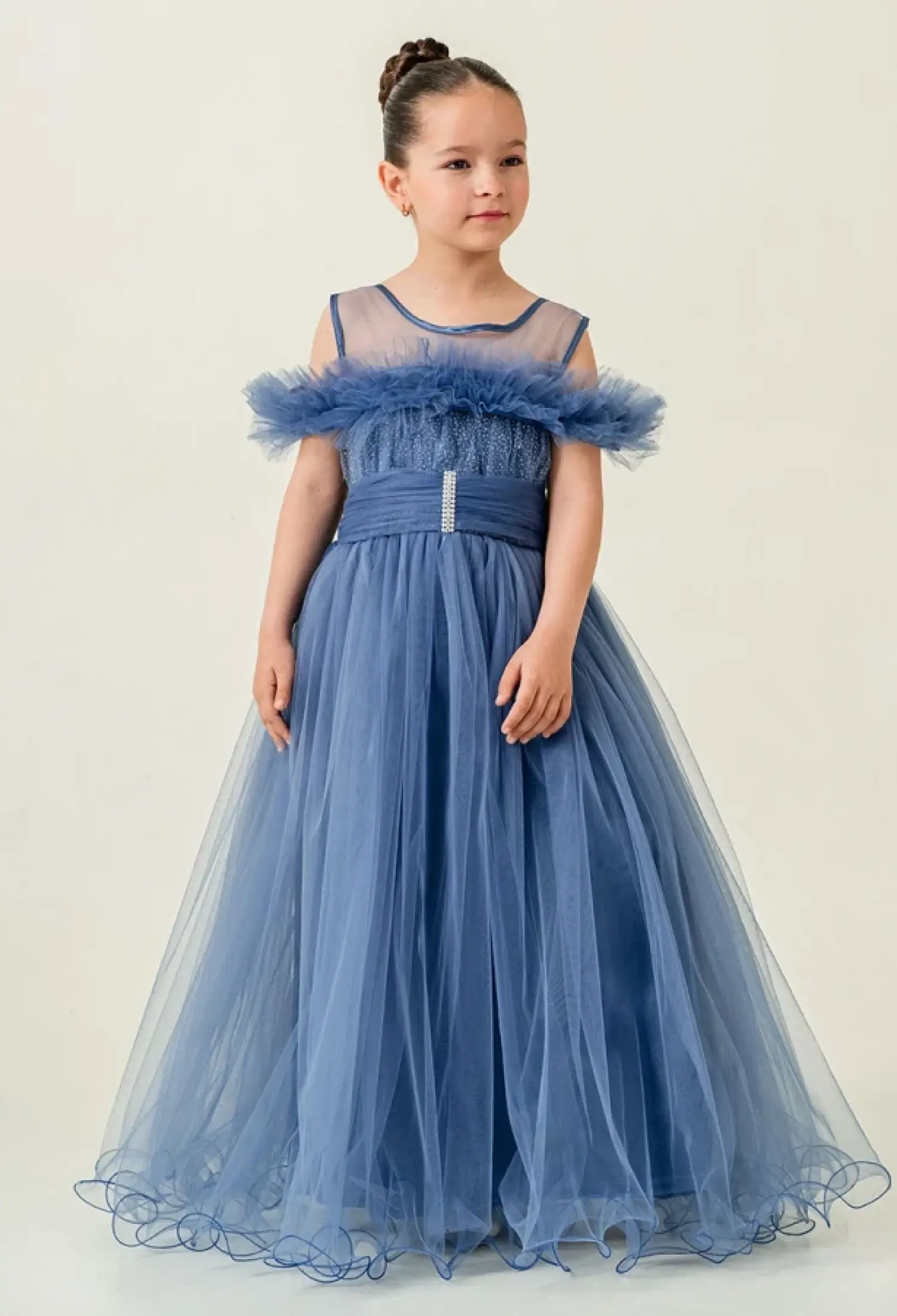 Tüllü Taş Nakışlı Kız Abiye Elbise - Brand: MERTOĞLU KİDS - Kids & Bby Clothes From Peralane Kids Turkey