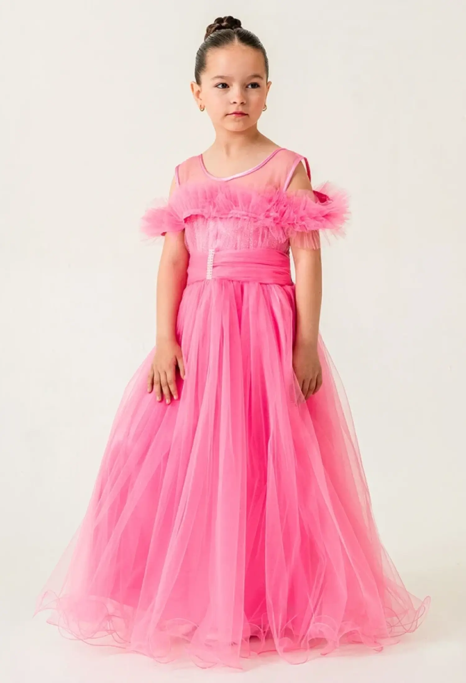 Tüllü Taş Nakışlı Kız Abiye Elbise - Brand: MERTOĞLU KİDS - Kids & Bby Clothes From Peralane Kids Turkey