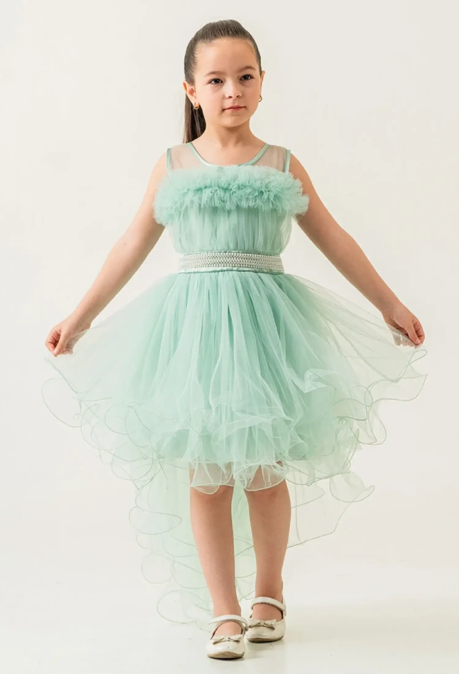 Tüllü Taş Nakışlı Kız Abiye Elbise - Brand: MERTOĞLU KİDS - Kids & Bby Clothes From Peralane Kids Turkey