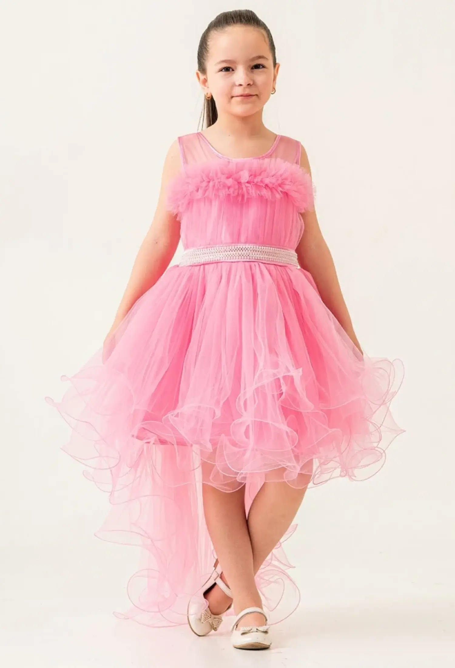 Tüllü Taş Nakışlı Kız Abiye Elbise - Brand: MERTOĞLU KİDS - Kids & Bby Clothes From Peralane Kids Turkey