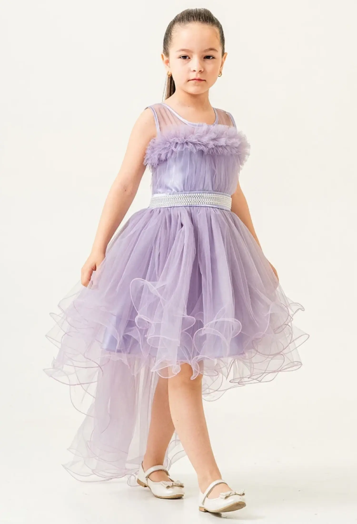 Tüllü Taş Nakışlı Kız Abiye Elbise - Brand: MERTOĞLU KİDS - Kids & Bby Clothes From Peralane Kids Turkey