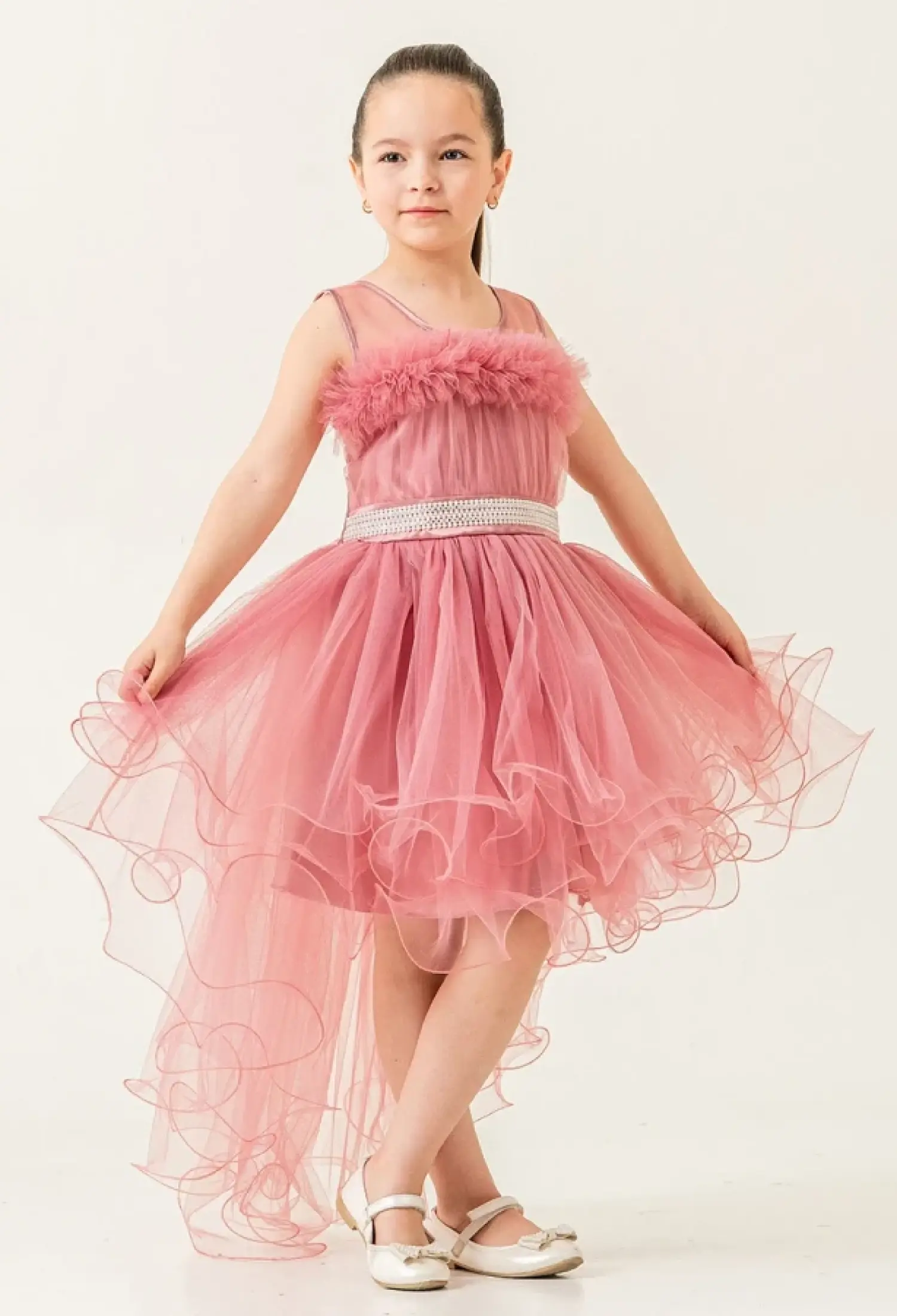 Tüllü Taş Nakışlı Kız Abiye Elbise - Brand: MERTOĞLU KİDS - Kids & Bby Clothes From Peralane Kids Turkey