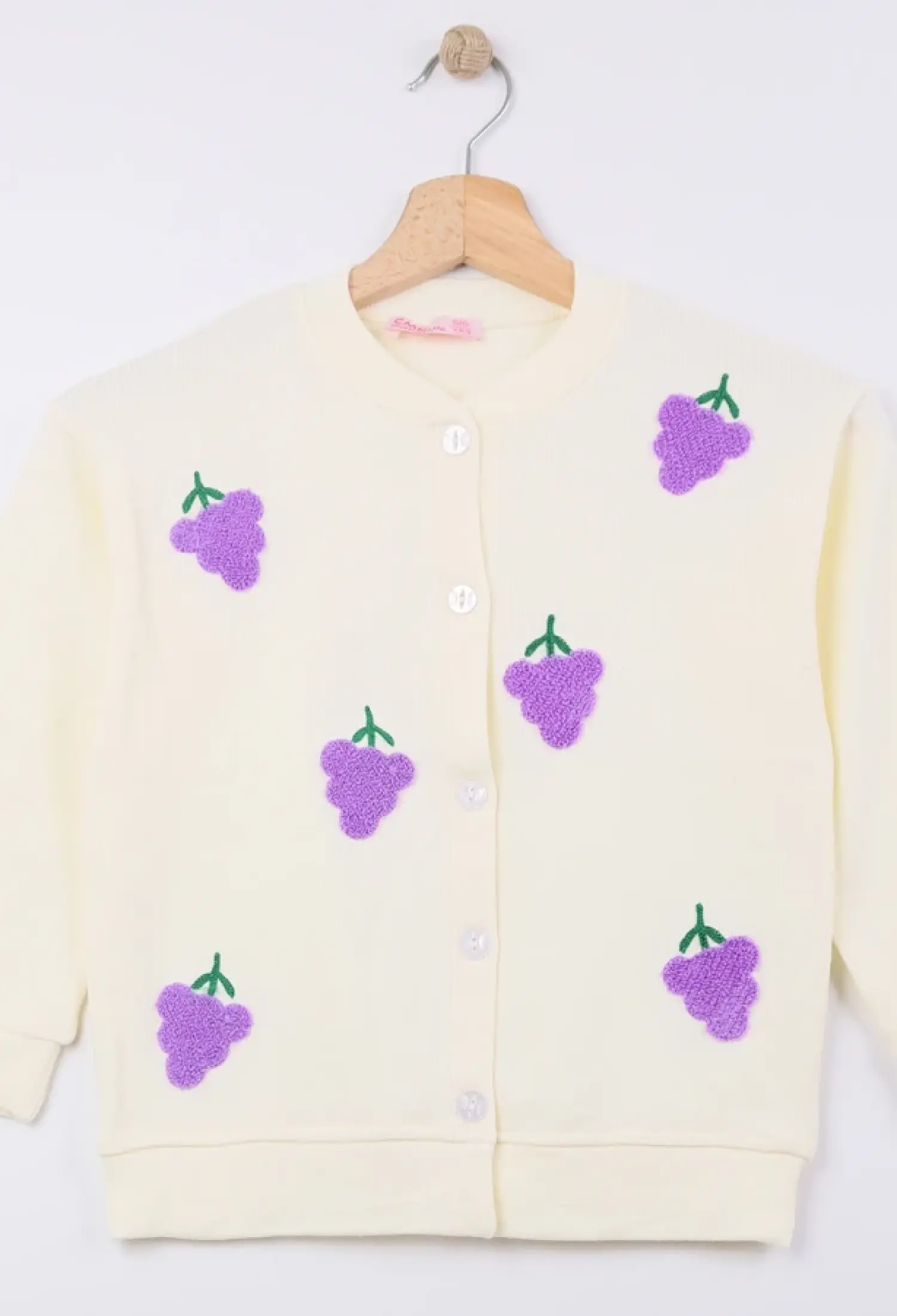 Üzüm Nakışlı Triko Kız Hırka - Brand: CMK - Kids & Bby Clothes From Peralane Kids Turkey