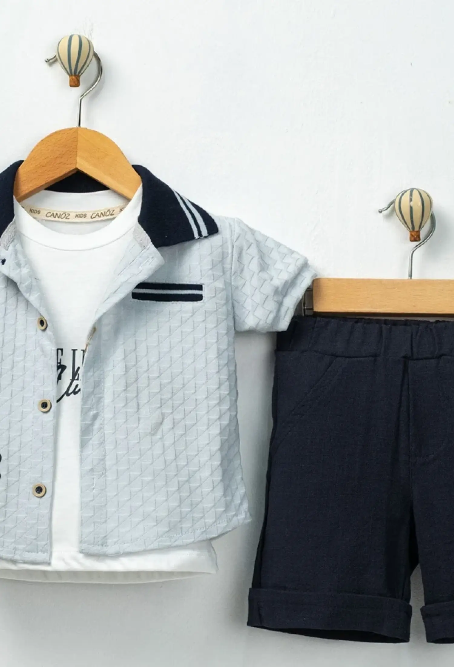 Yaprak nakışlı Gömlekli Üçlü Erkek TAkım - Brand: CANÖZ - Kids & Bby Clothes From Peralane Kids Turkey