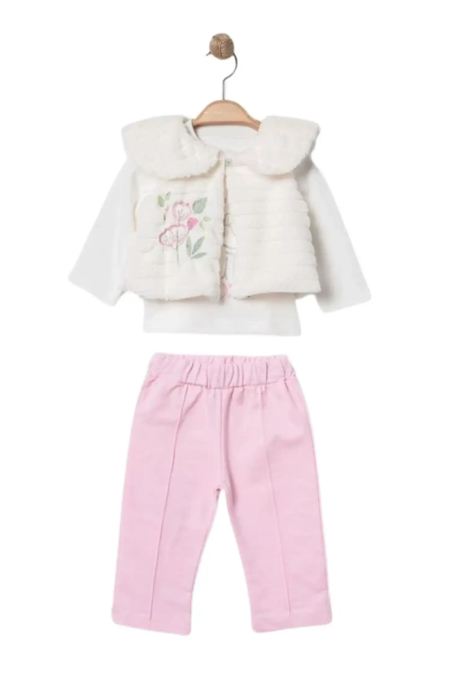 Yelekli Üçlü Kız Bebe Takım - Brand: ELCİ BABY - Kids & Bby Clothes From Peralane Kids Turkey