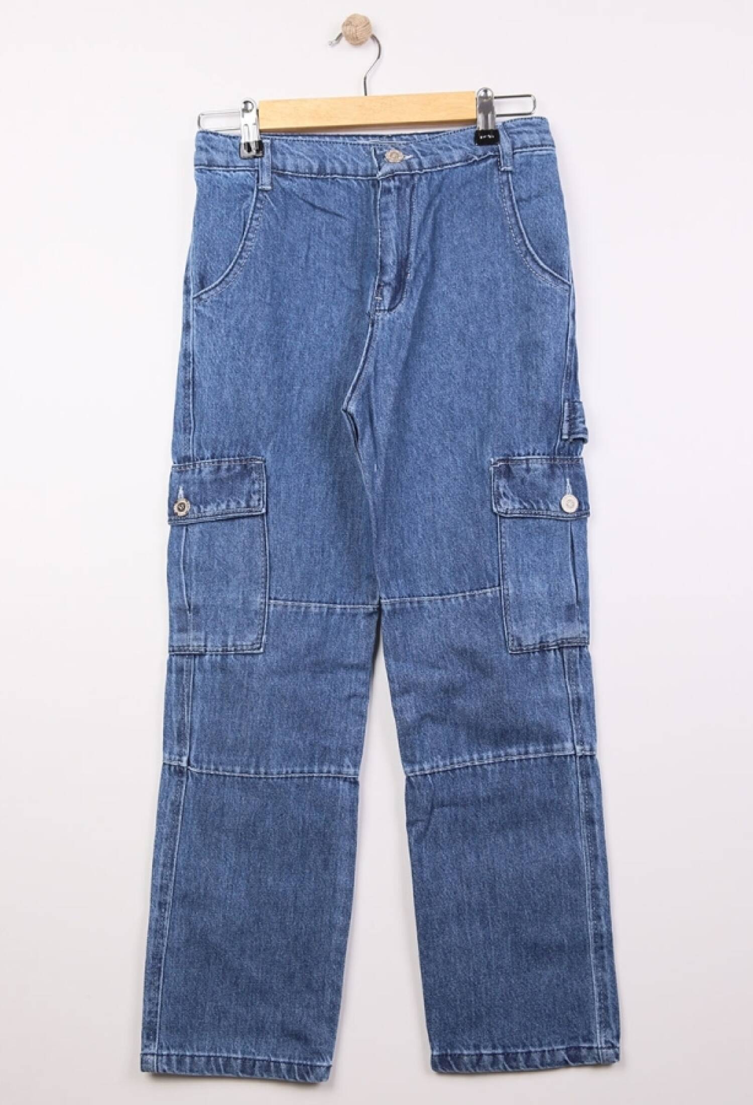 High Waist Wide Leg Commando Pocket Girl Jeans