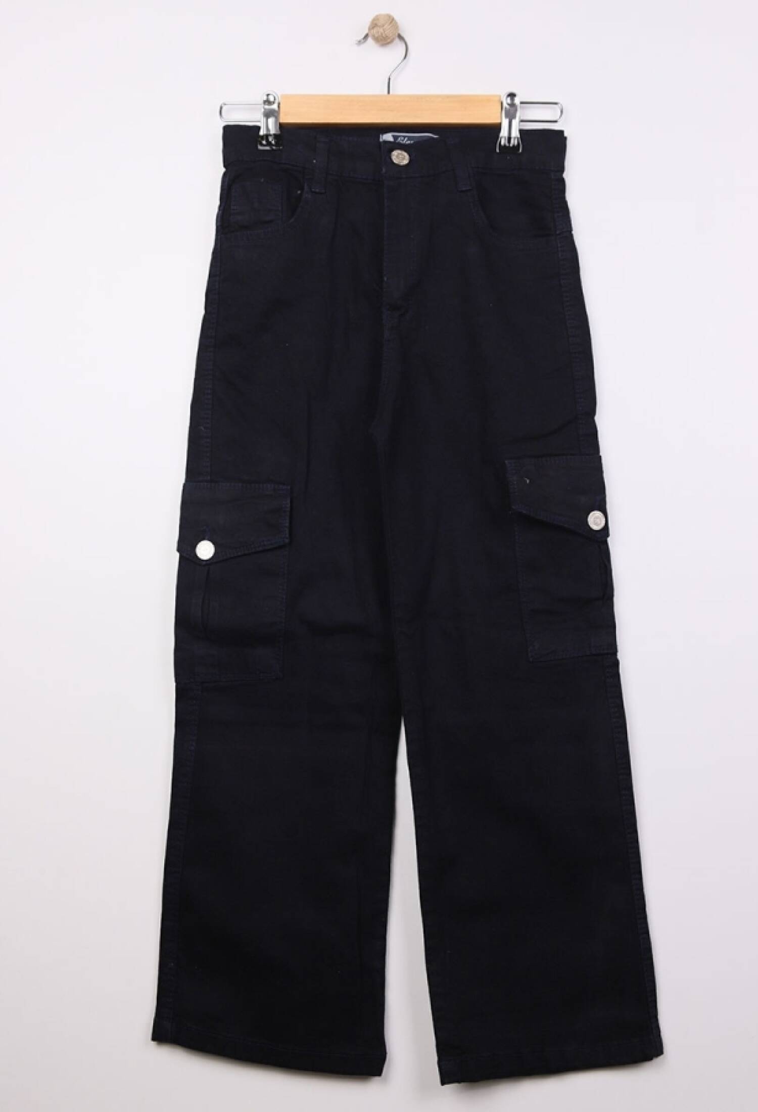 High Waist Wide Leg Commando Pocket Girl Jeans