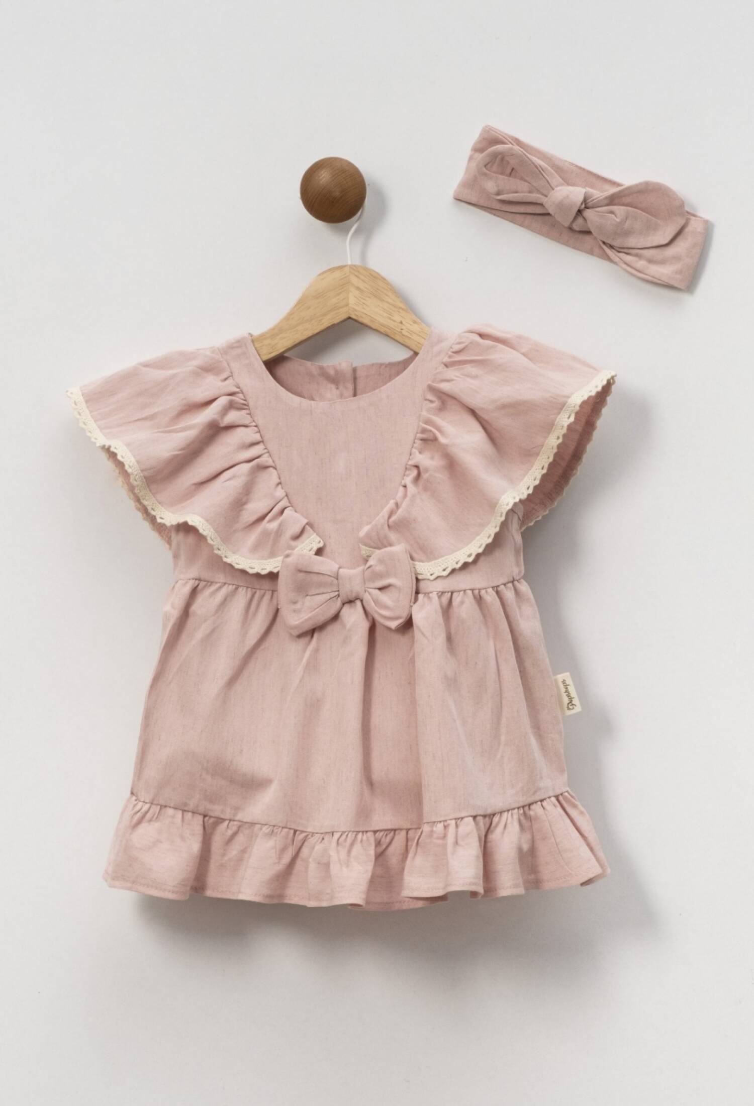 Dress with bow - PS-858 - Brand: POPSHOPS - Kids & Bby Clothes From Peralane Kids Turkey