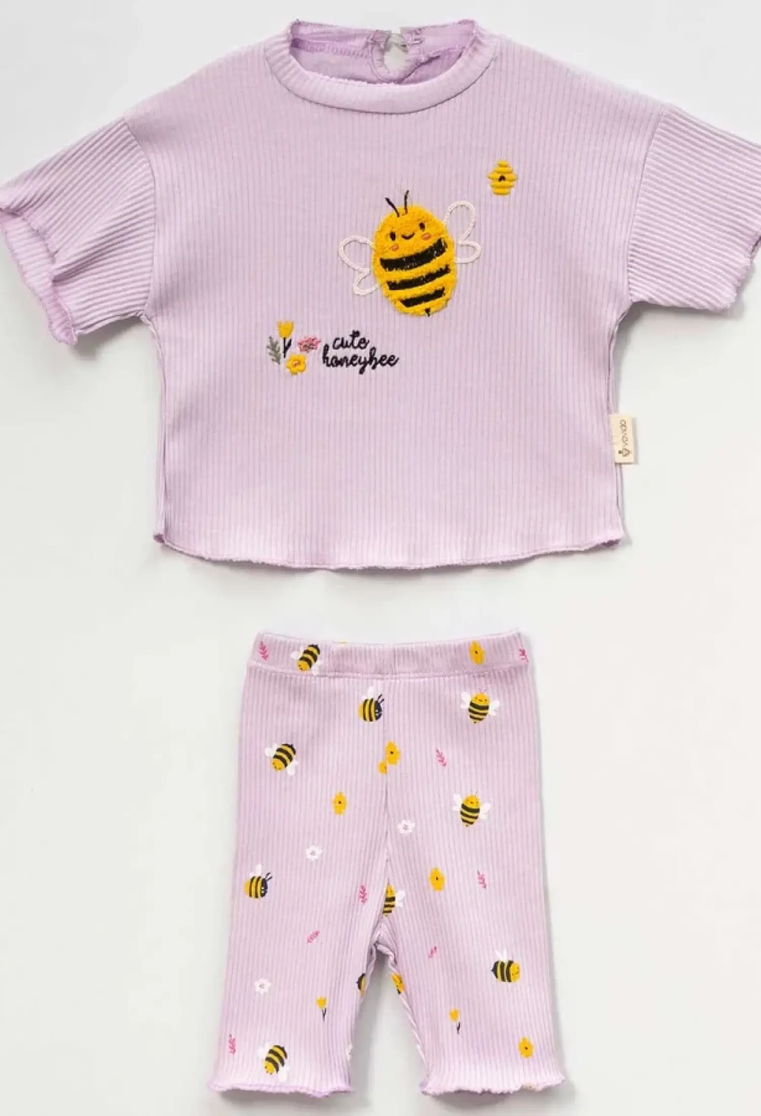 Bee Embroidered Girl Baby Set
