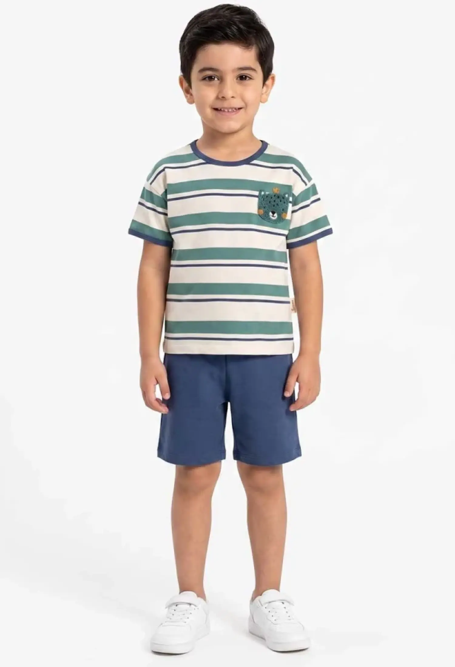 Boy Set with Bear Embroidery