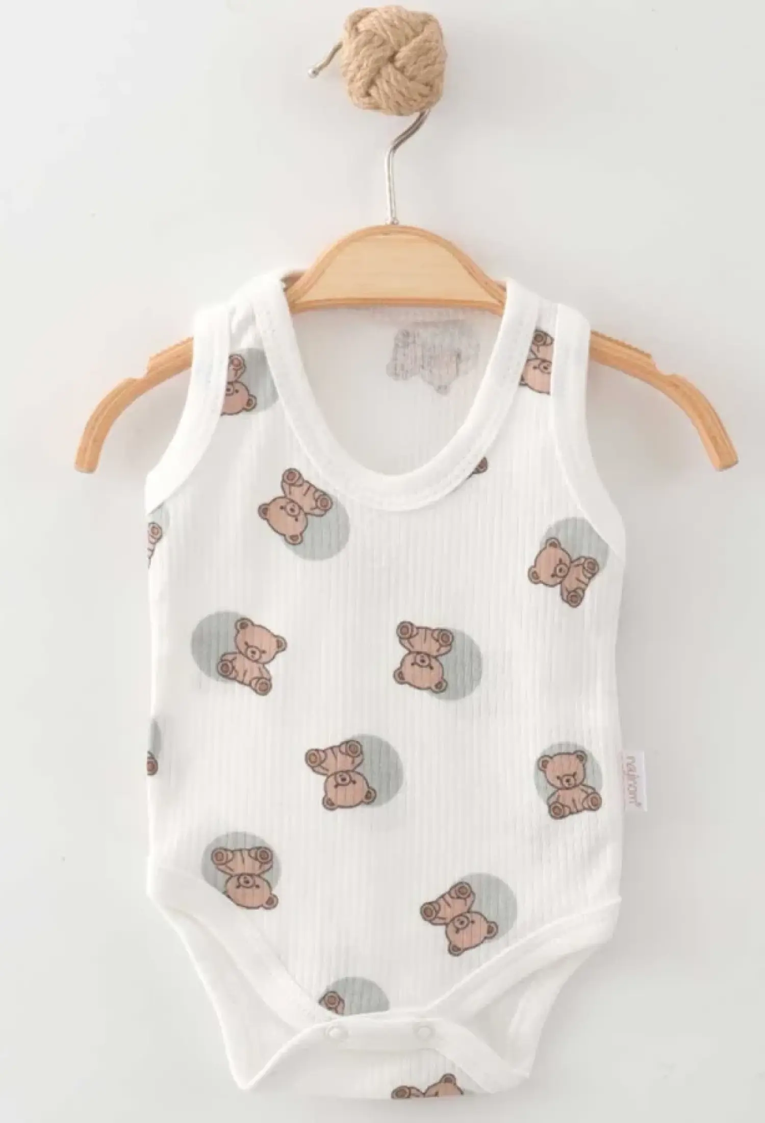 Unisex Bodysuit with Bear Print and Snaps