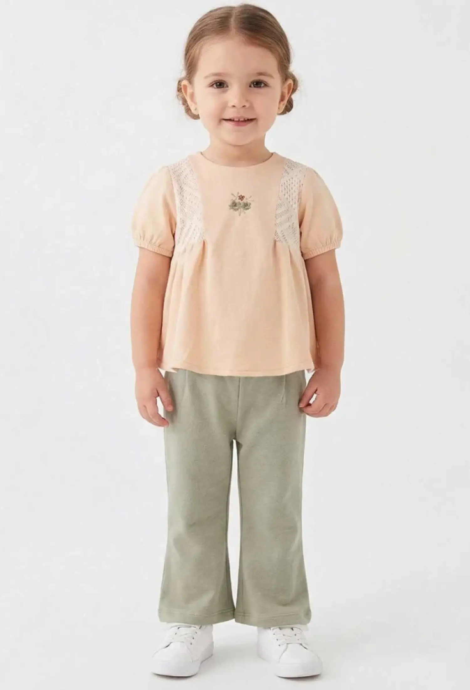 Flower Embroidery Girl Baby Set