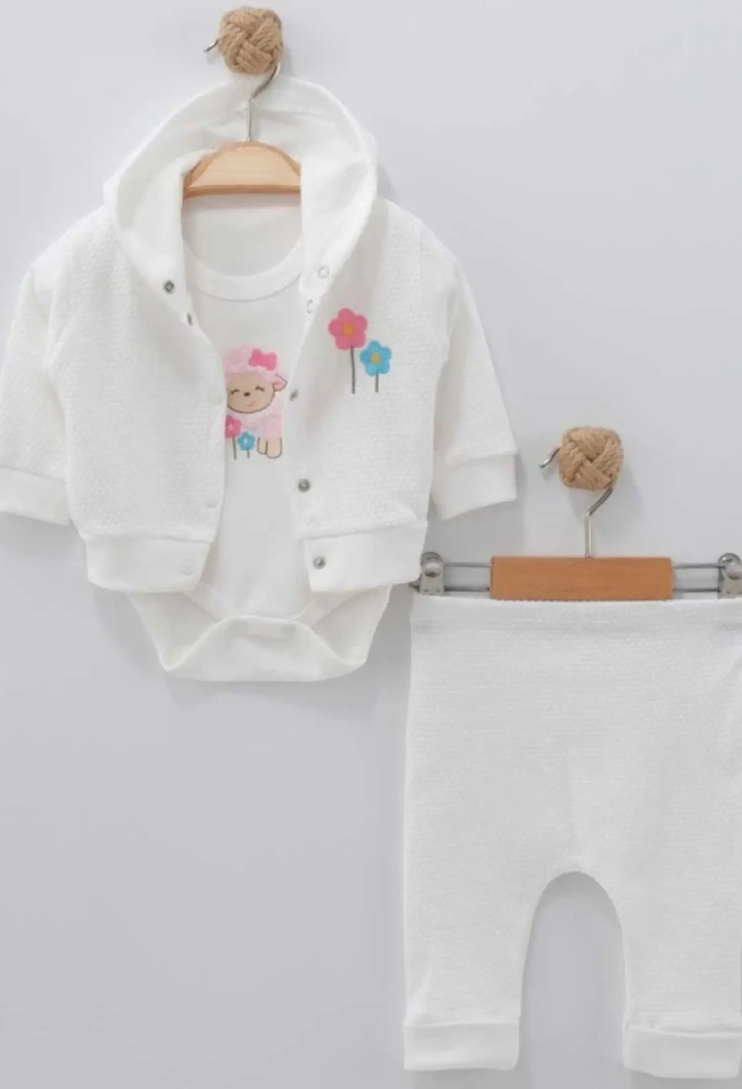 Lamb Embroidery Girl Baby Set