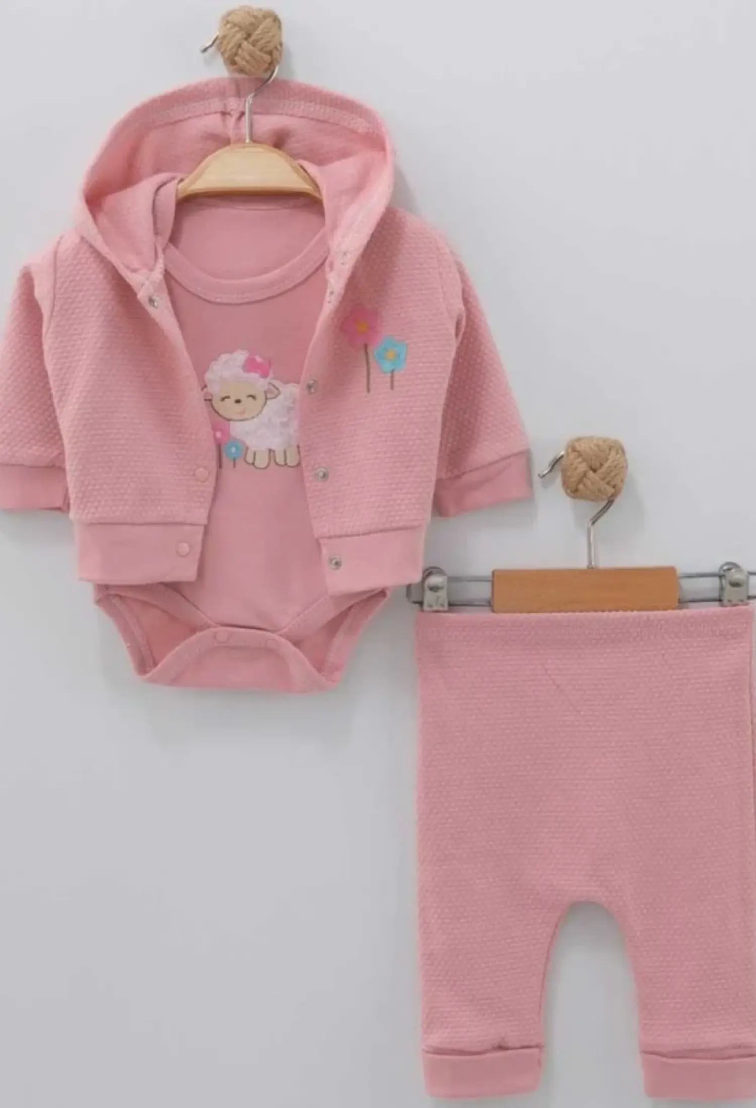 Lamb Embroidery Girl Baby Set