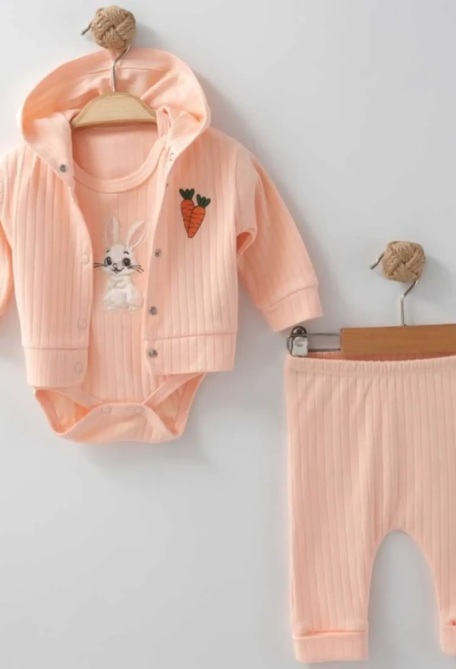 Rabbit Embroidery Girl Baby Set